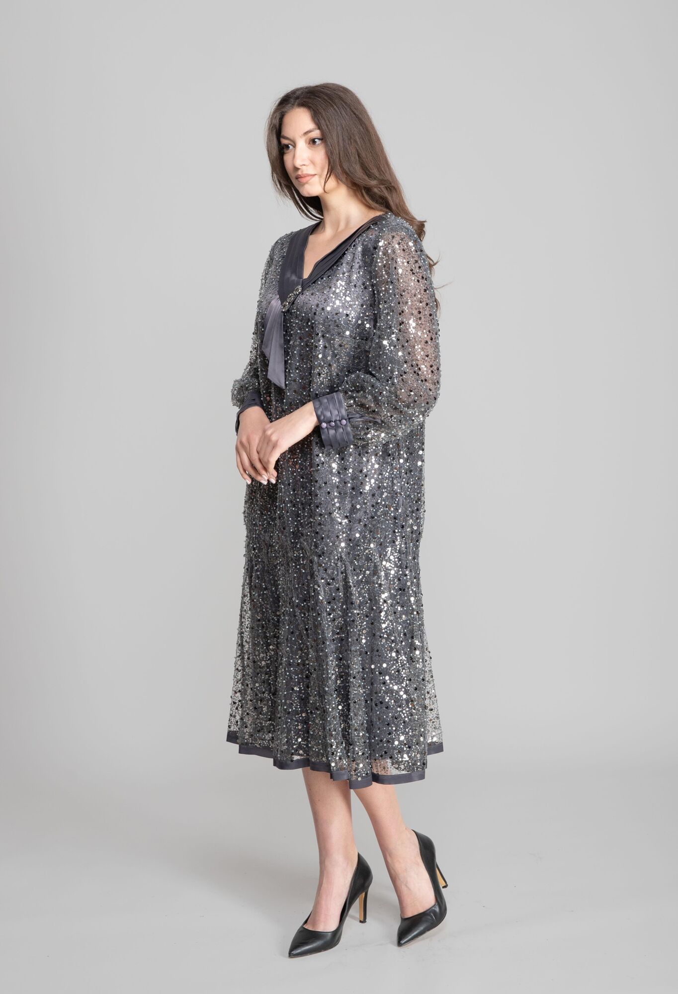 Silver Elegant A-Line Sequined Dress - Brand: GUMANIZE - Women & Kids, Baby Clothes Wholesale - TheBS Women