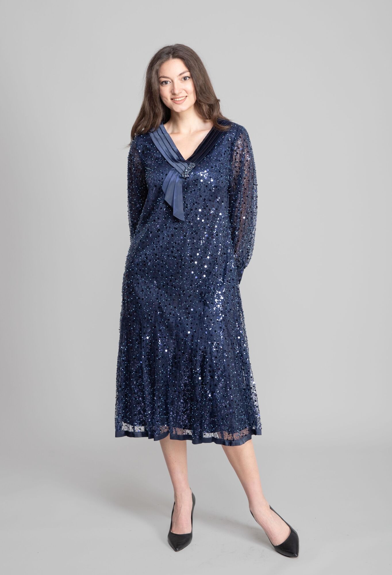 NavyElegant Sequined Fit And Flare Dress - Brand: GUMANIZE - Women & Kids, Baby Clothes Wholesale - TheBS Women