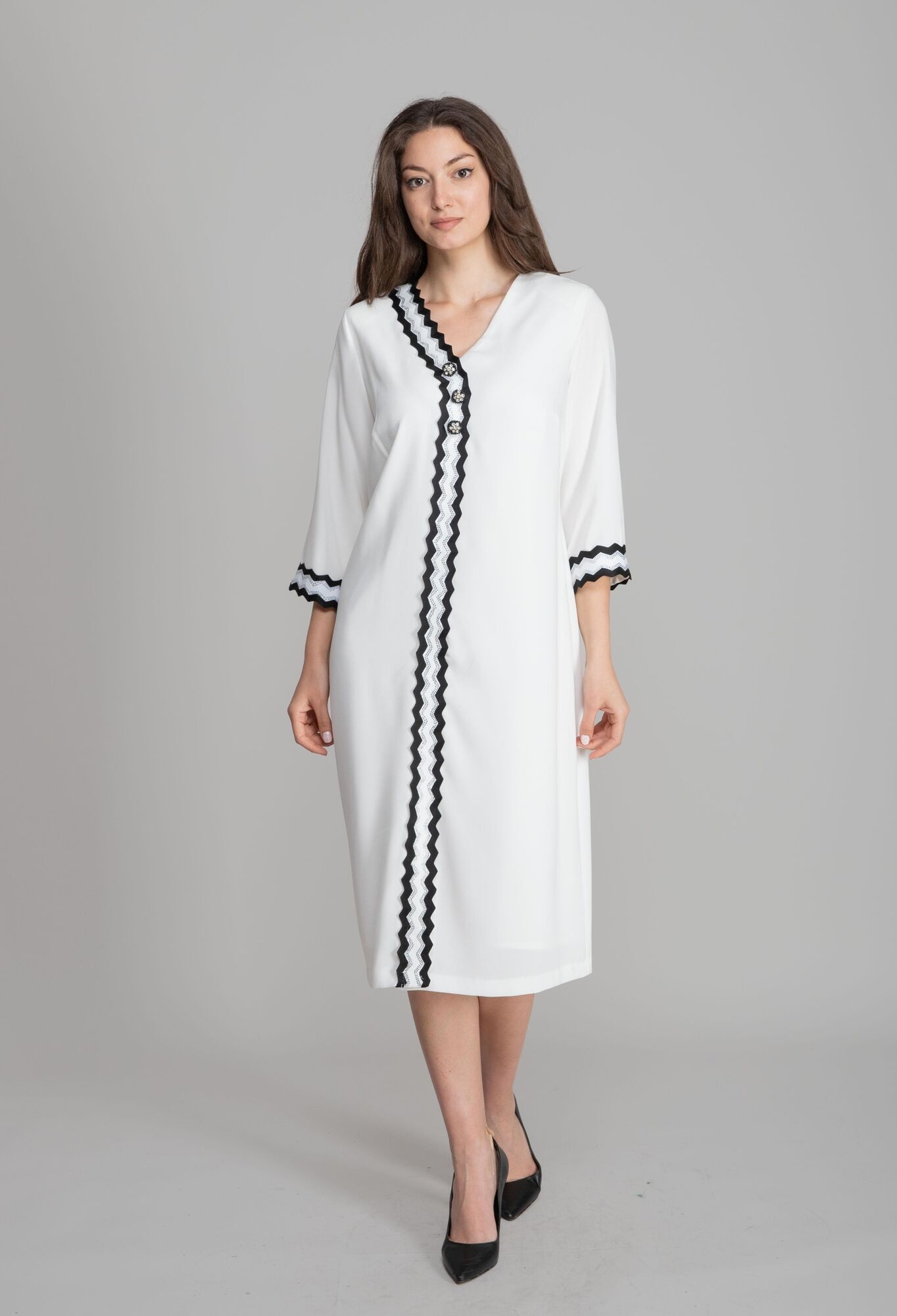 White Modest Elegant Formal Ethnic A-Line Dress - Brand: GUMANIZE - Women & Kids, Baby Clothes Wholesale - TheBS Women