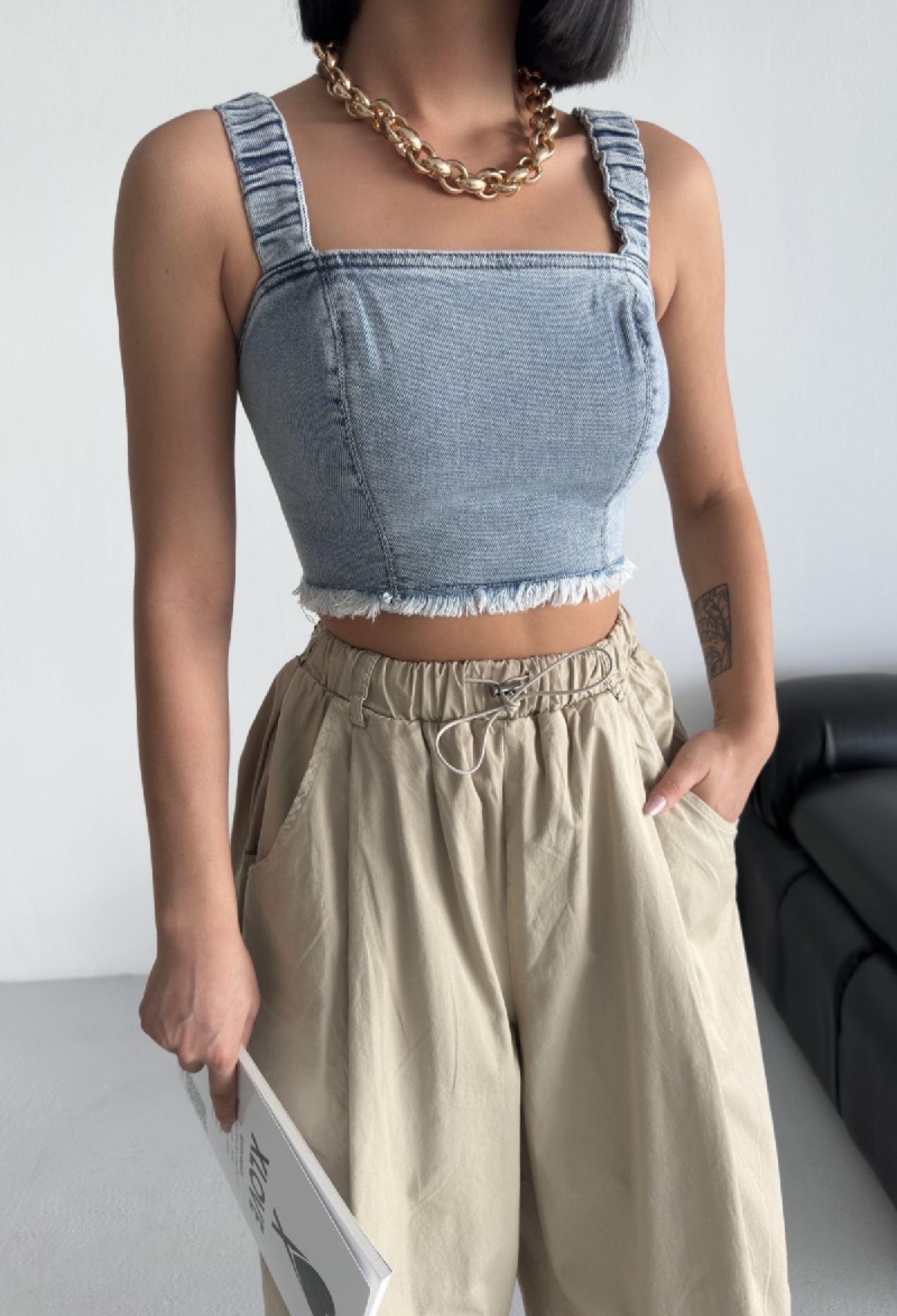 Blue Bustier With Square Neck - Fitted Sleeveless Style - Brand: XLove - Women & Kids, Baby Clothes Wholesale - TheBS Women