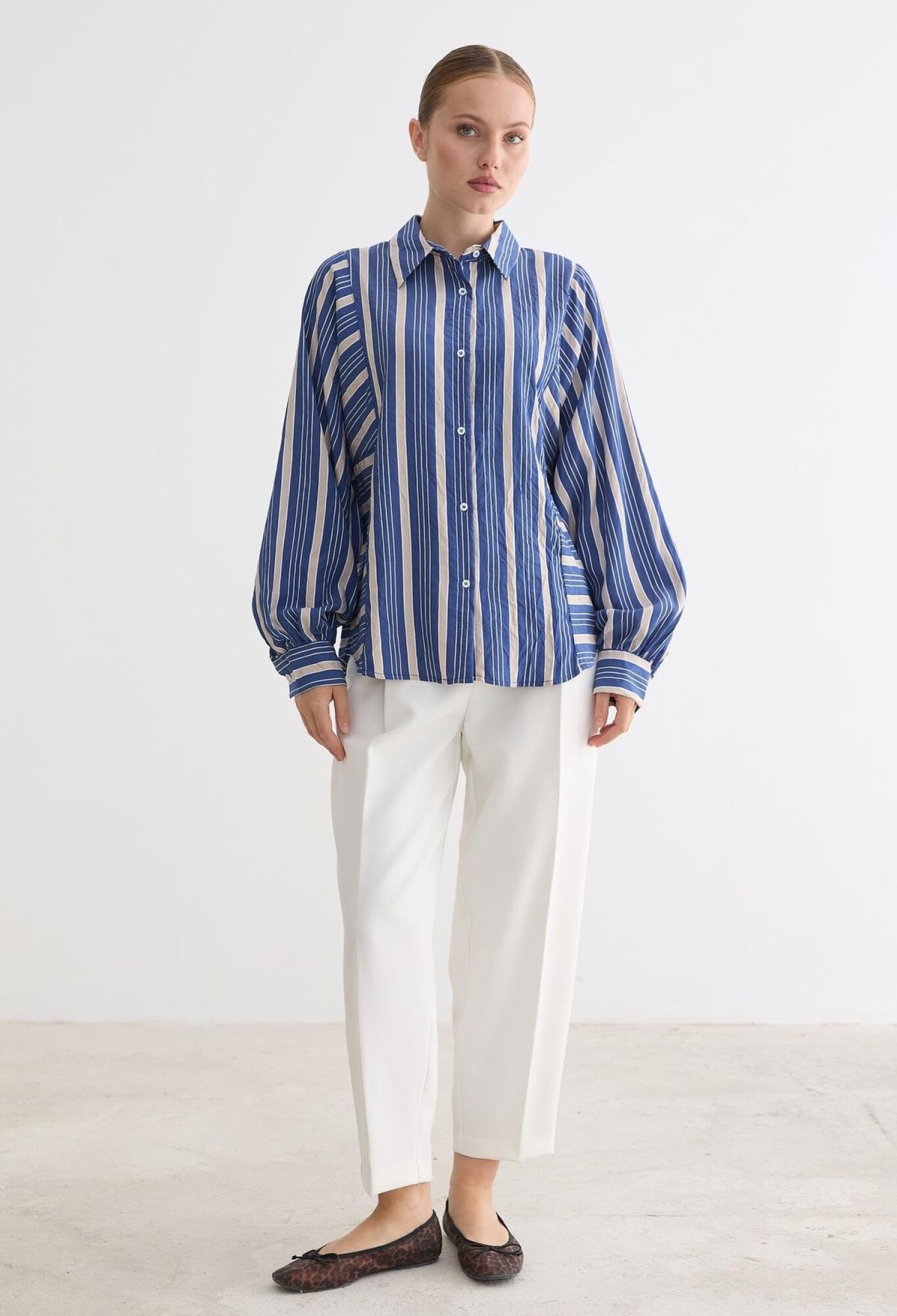 Oversized Casual Striped Polo Neck Shirt - Brand: Levure - Women & Kids, Baby Clothes Wholesale - TheBS Women