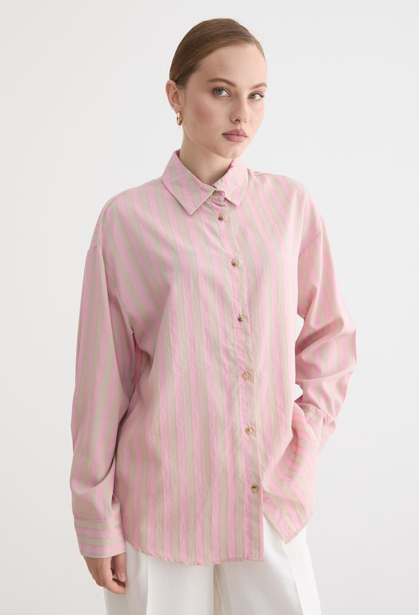 Striped Casual Shirt With Notched Neck - Brand: Levure - Women & Kids, Baby Clothes Wholesale - TheBS Women