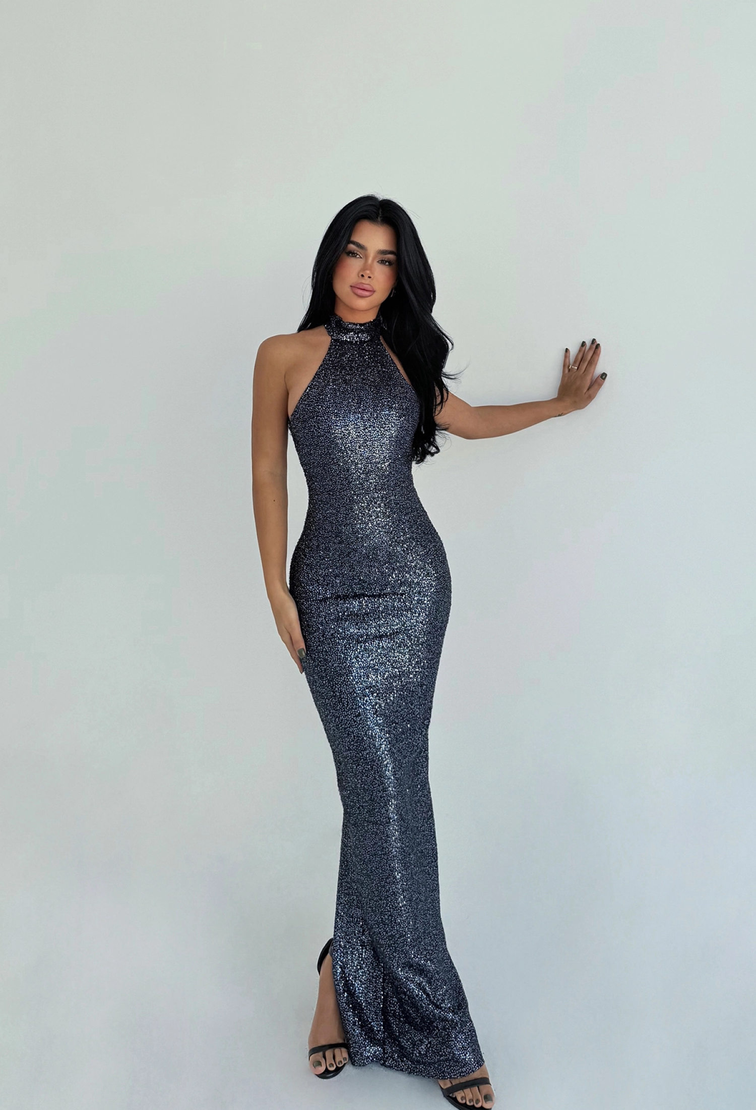 Silver Sequined Bodycon Floor Length Dress - Brand: EYYO ATELIER - Women & Kids, Baby Clothes Wholesale - TheBS Women