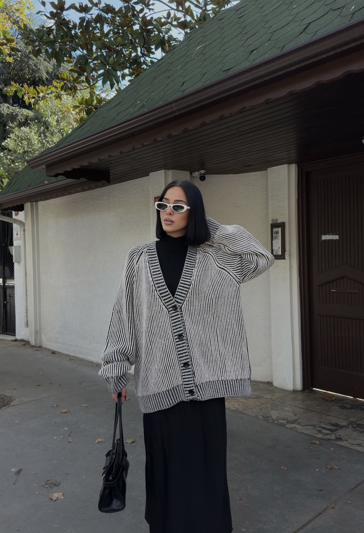 Oversized Fit Striped V-Neck Buttoned Cardigan - Brand: My Fashion - Women & Kids, Baby Clothes Wholesale - TheBS Women