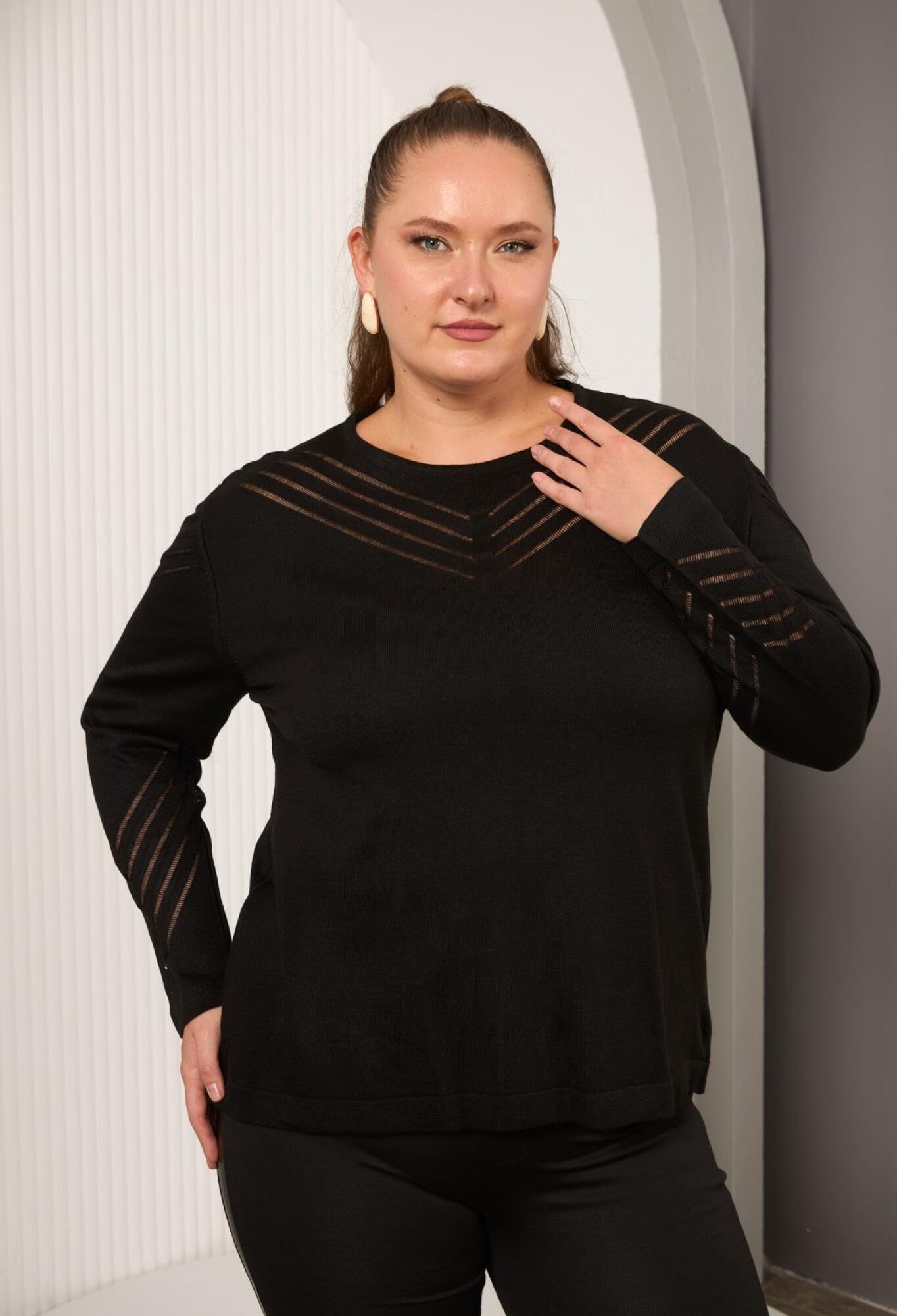 Plus Size Sweater With Striped Design - Brand: RMG - Women & Kids, Baby Clothes Wholesale - TheBS Women