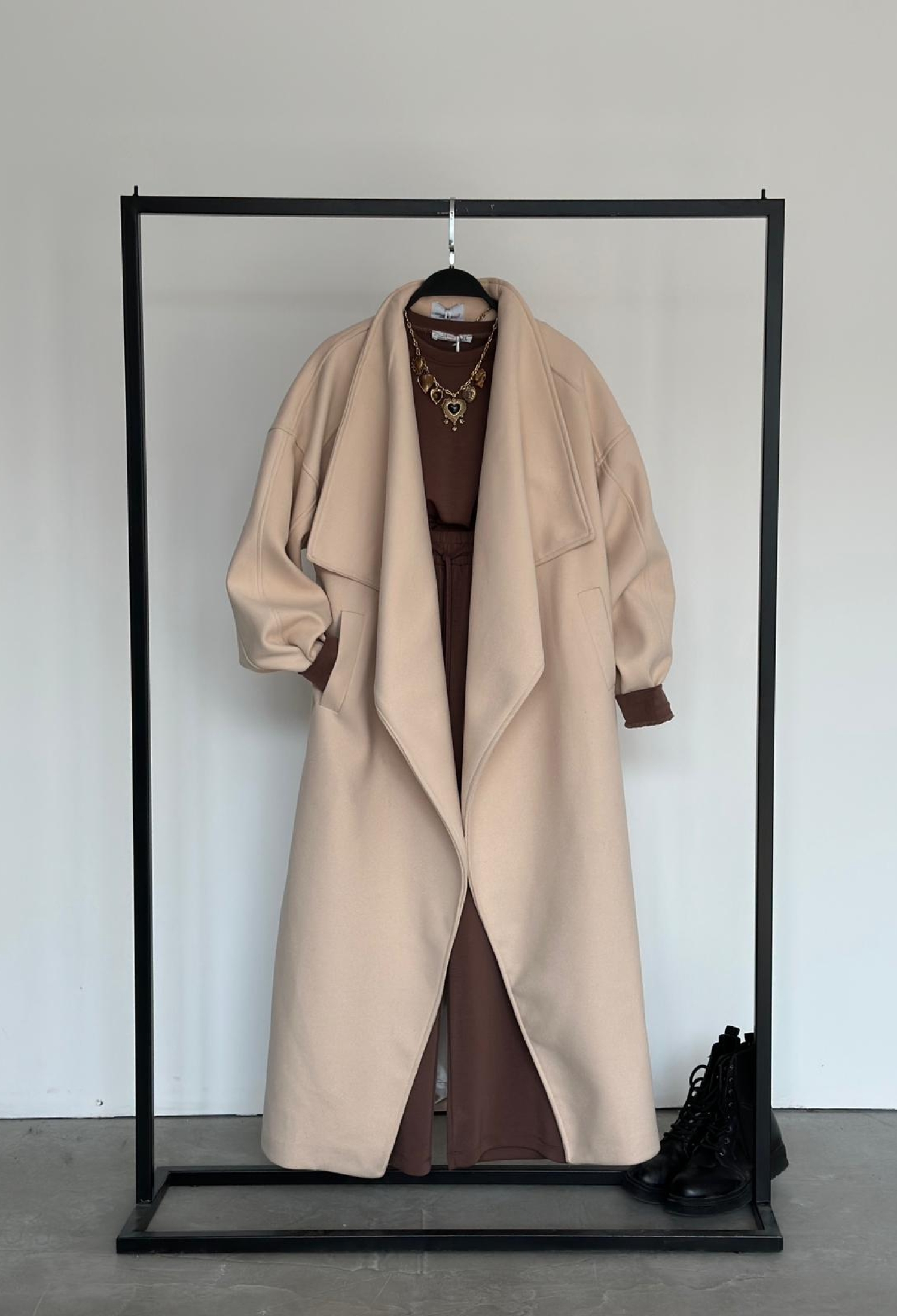 Beige Wrapover Coat With Notched Collar - Brand: Cream Rouge - Women & Kids, Baby Clothes Wholesale - TheBS Women