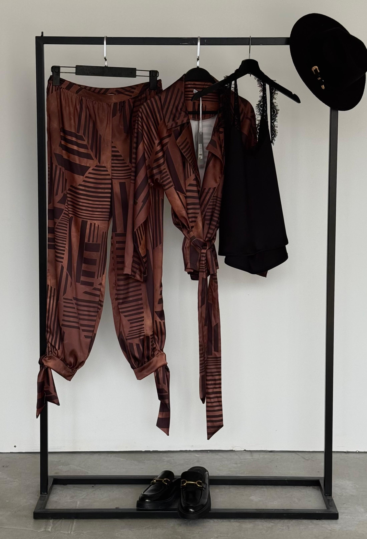 Brown Casual Striped Tie Shirt - Brand: Cream Rouge - Women & Kids, Baby Clothes Wholesale - TheBS Women