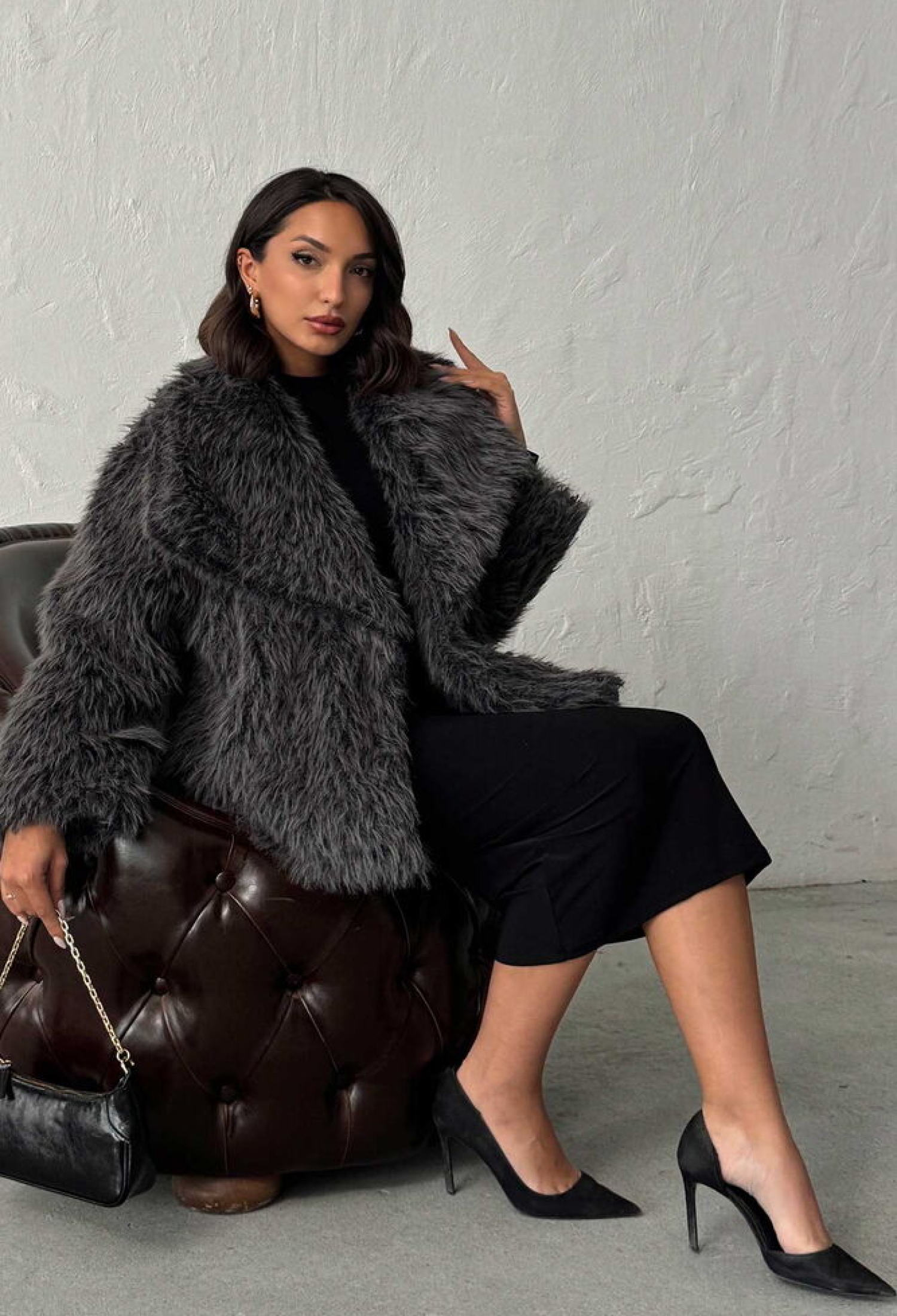 Fur Jacket Elegant Oversized Notched Collar - Brand: Topshow - Women & Kids, Baby Clothes Wholesale - TheBS Women