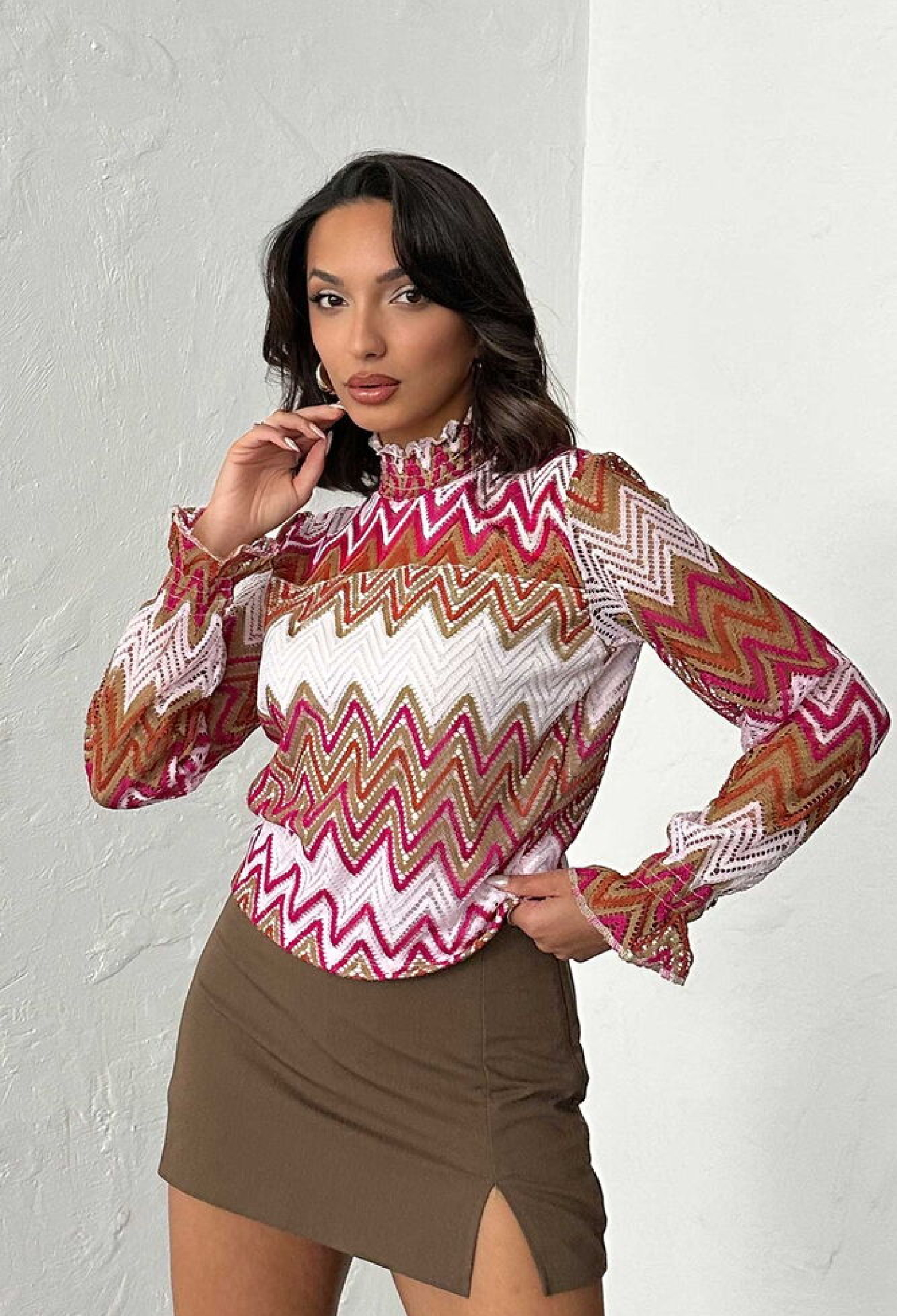 Brown Vintage Elegant Formal Blouse - Brand: Topshow - Women & Kids, Baby Clothes Wholesale - TheBS Women