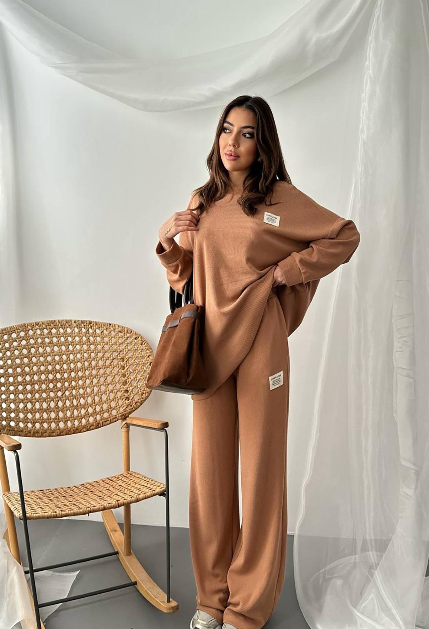 Classic Ribbed Sweater And Trouser Set - Camel - Brand: Elisa - Women & Kids, Baby Clothes Wholesale - TheBS Women