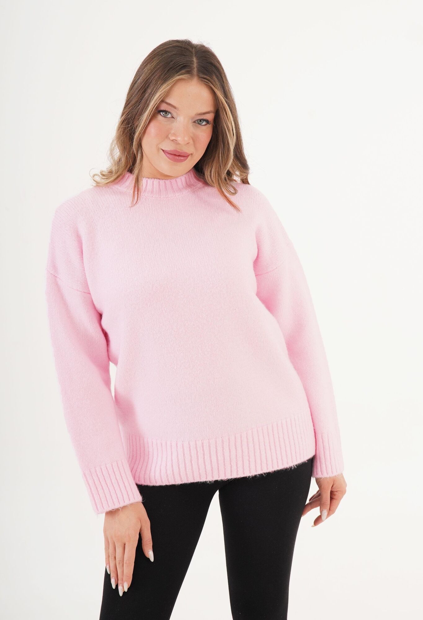 Oversized Fit Sweater With High Neck - Brand: Lustrin - Women & Kids, Baby Clothes Wholesale - TheBS Women