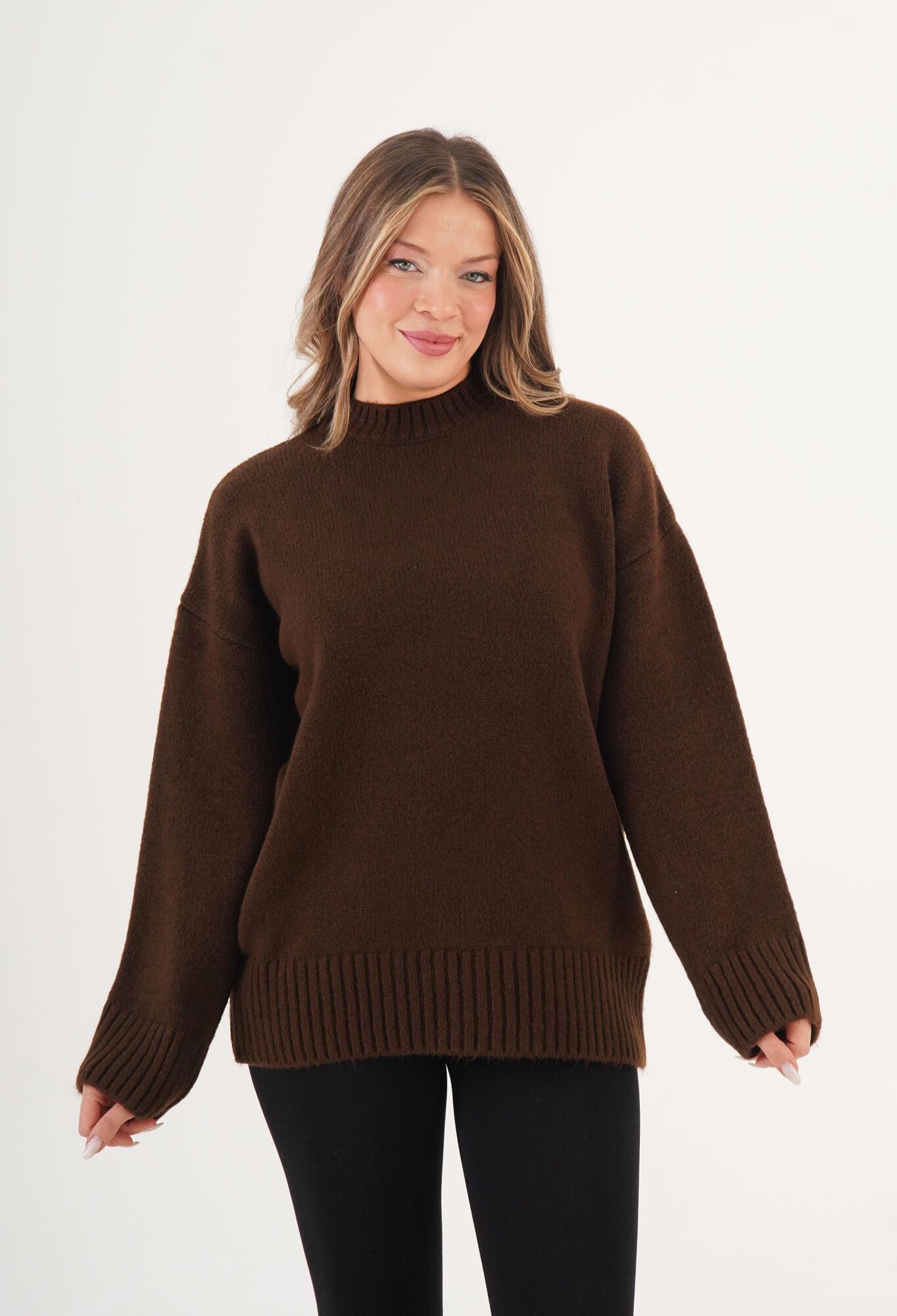 Oversized Fit Sweater With High Neck - Brand: Lustrin - Women & Kids, Baby Clothes Wholesale - TheBS Women