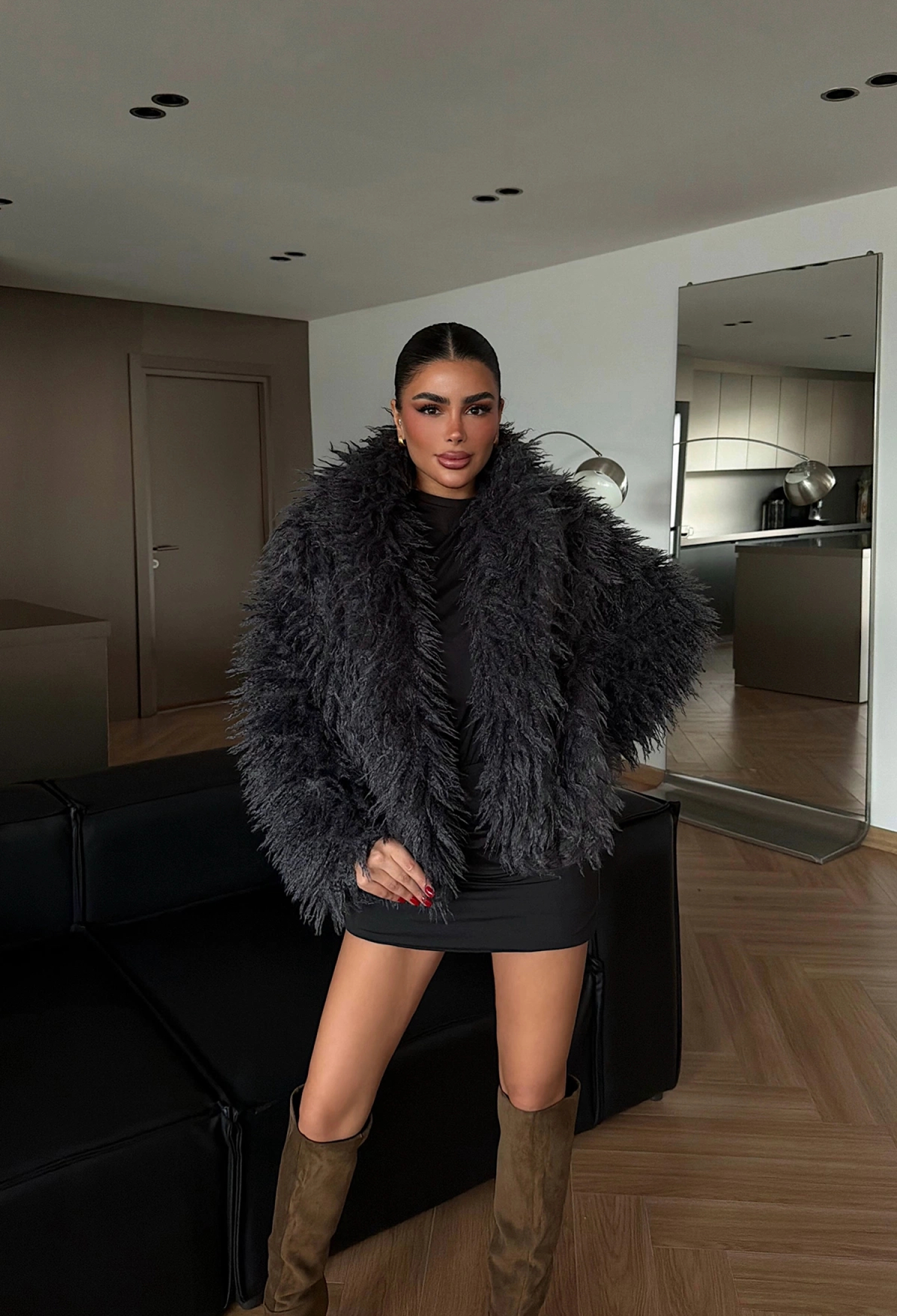 Black Fur Oversized Glam Jacket - Brand: EYYO ATELIER - Women & Kids, Baby Clothes Wholesale - TheBS Women