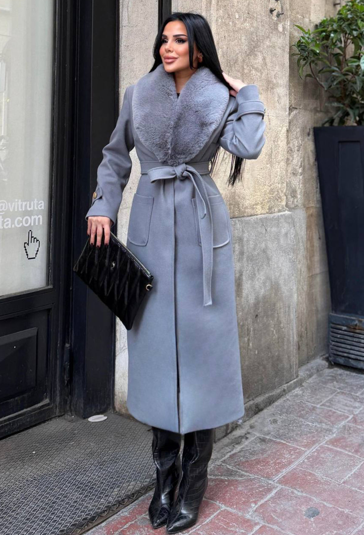 ElegantWrapover Coat With Notched Collar - Brand: Mode Roy - Women & Kids, Baby Clothes Wholesale - TheBS Women