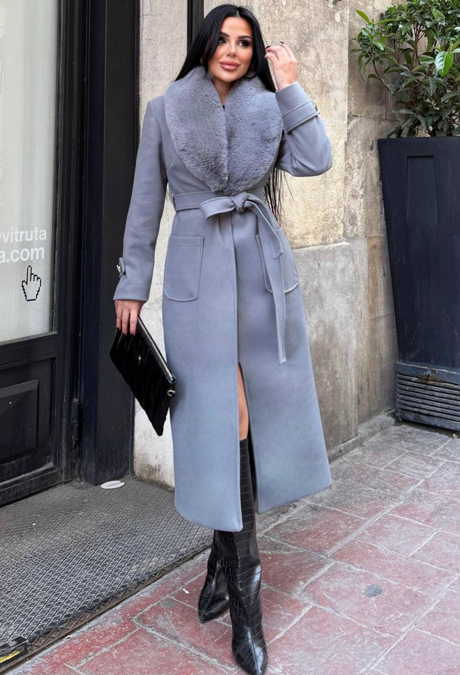 ElegantWrapover Coat With Notched Collar - Brand: Mode Roy - Women & Kids, Baby Clothes Wholesale - TheBS Women