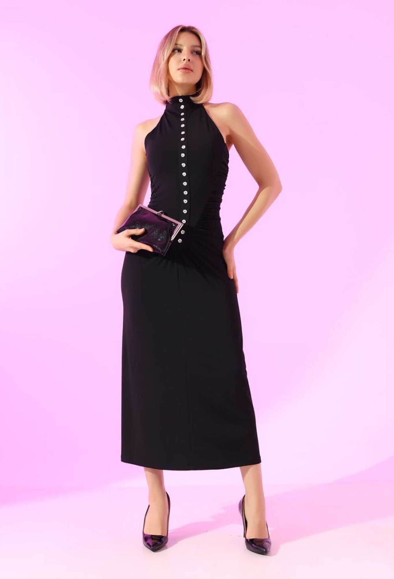 Bodycon Dress With High Neck And Cap Sleeves - Brand: My Jest Fashion - Women & Kids, Baby Clothes Wholesale - TheBS Women