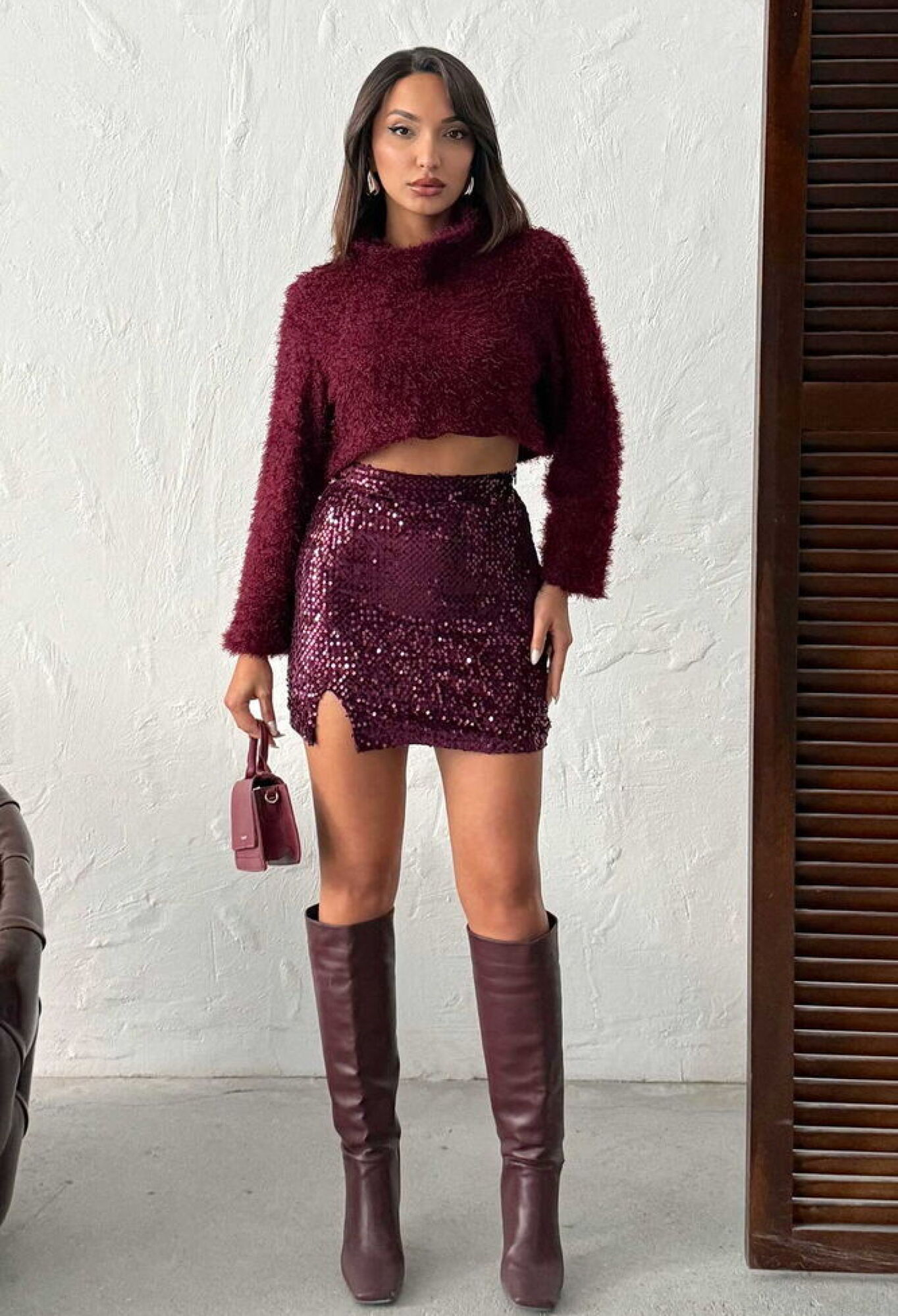 Claret Red Sequined Bodycon Mini Skirt - Brand: Topshow - Women & Kids, Baby Clothes Wholesale - TheBS Women