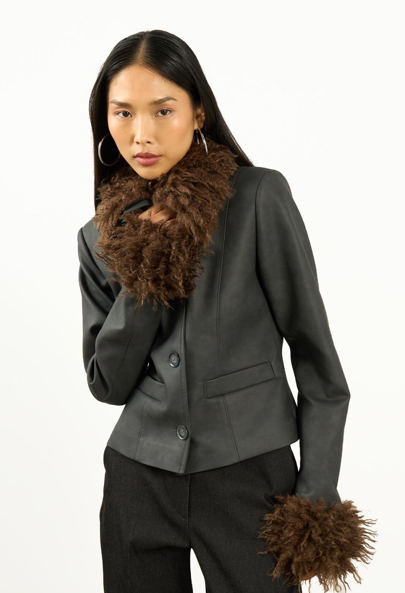 Black Vintage Single-Breasted Blazer Jacket - Brand: Juste - Women & Kids, Baby Clothes Wholesale - TheBS Women