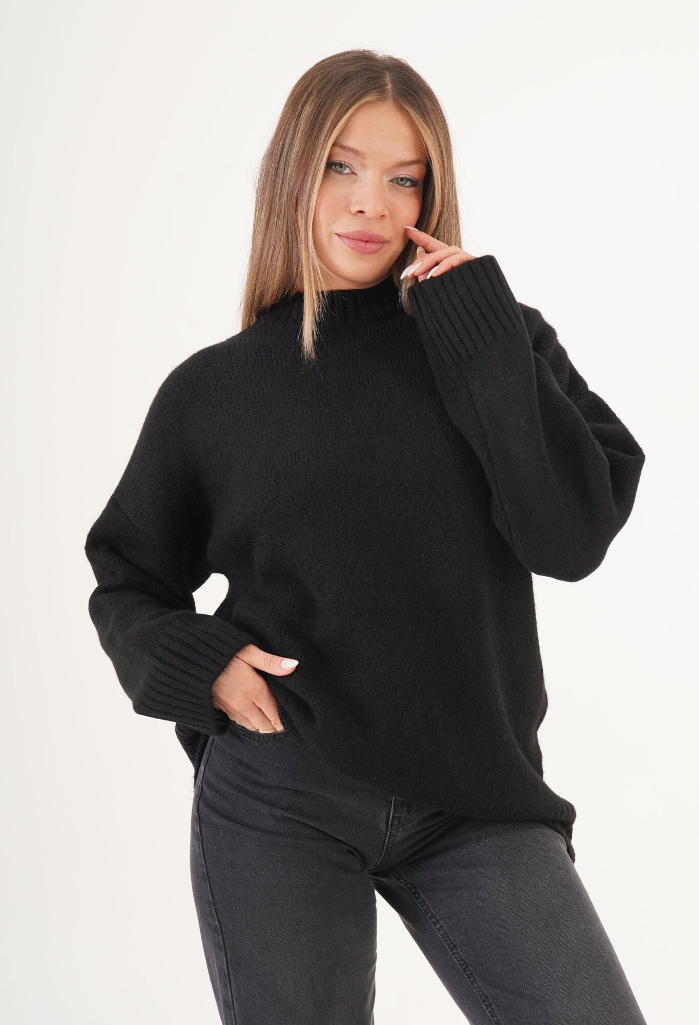 Sweater With Oversized Fit And High Neck - Brand: Lustrin - Women & Kids, Baby Clothes Wholesale - TheBS Women