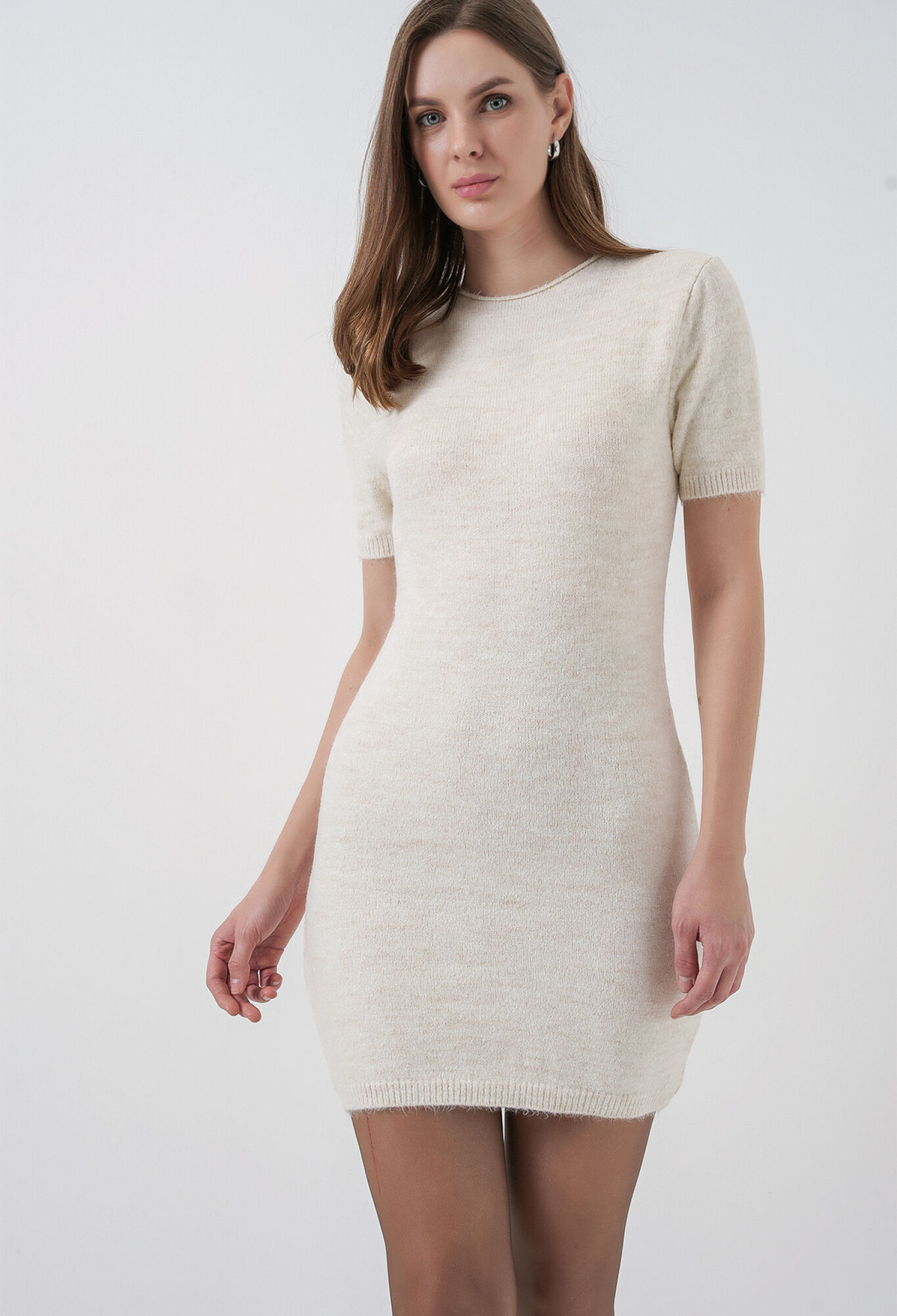 Beige Bodycon Mini Dress With Half Sleeves - Brand: Bigdart - Women & Kids, Baby Clothes Wholesale - TheBS Women