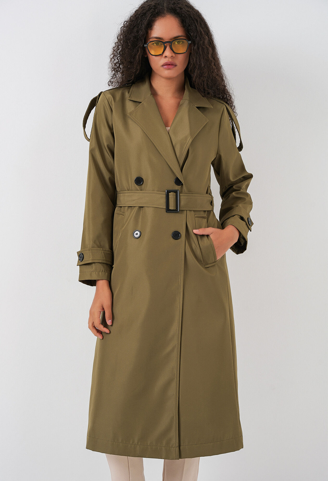 Green Trenchcoat Single-Breasted Notched Collar - Brand: Bigdart - Women & Kids, Baby Clothes Wholesale - TheBS Women