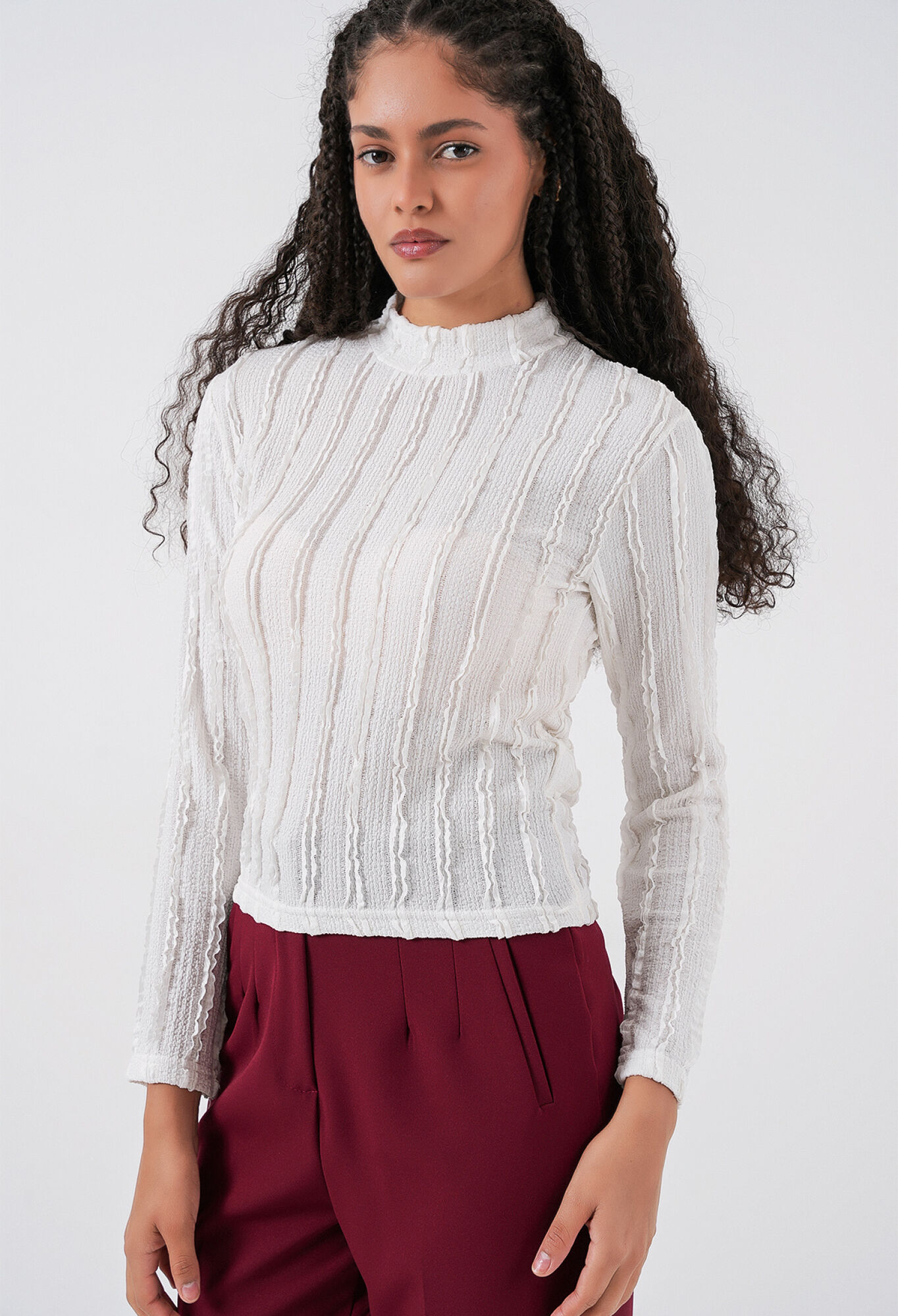 Slim Fit Blouse With High Neck And Long Sleeves - Brand: Bigdart - Women & Kids, Baby Clothes Wholesale - TheBS Women