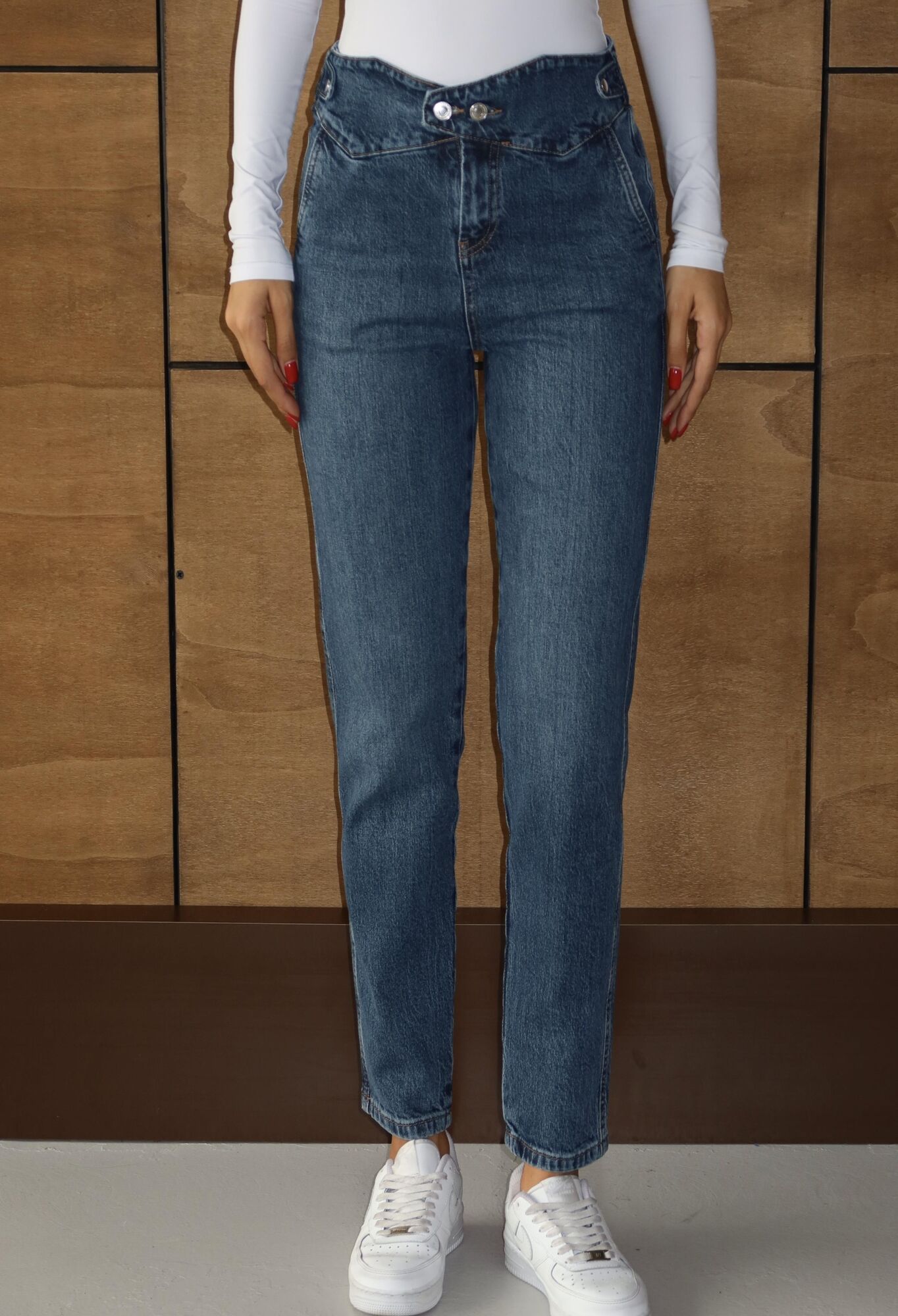 Blue Casual Streetwear Mom Jeans - High Waist Cropped - Brand: LACARINO - Women & Kids, Baby Clothes Wholesale - TheBS Women