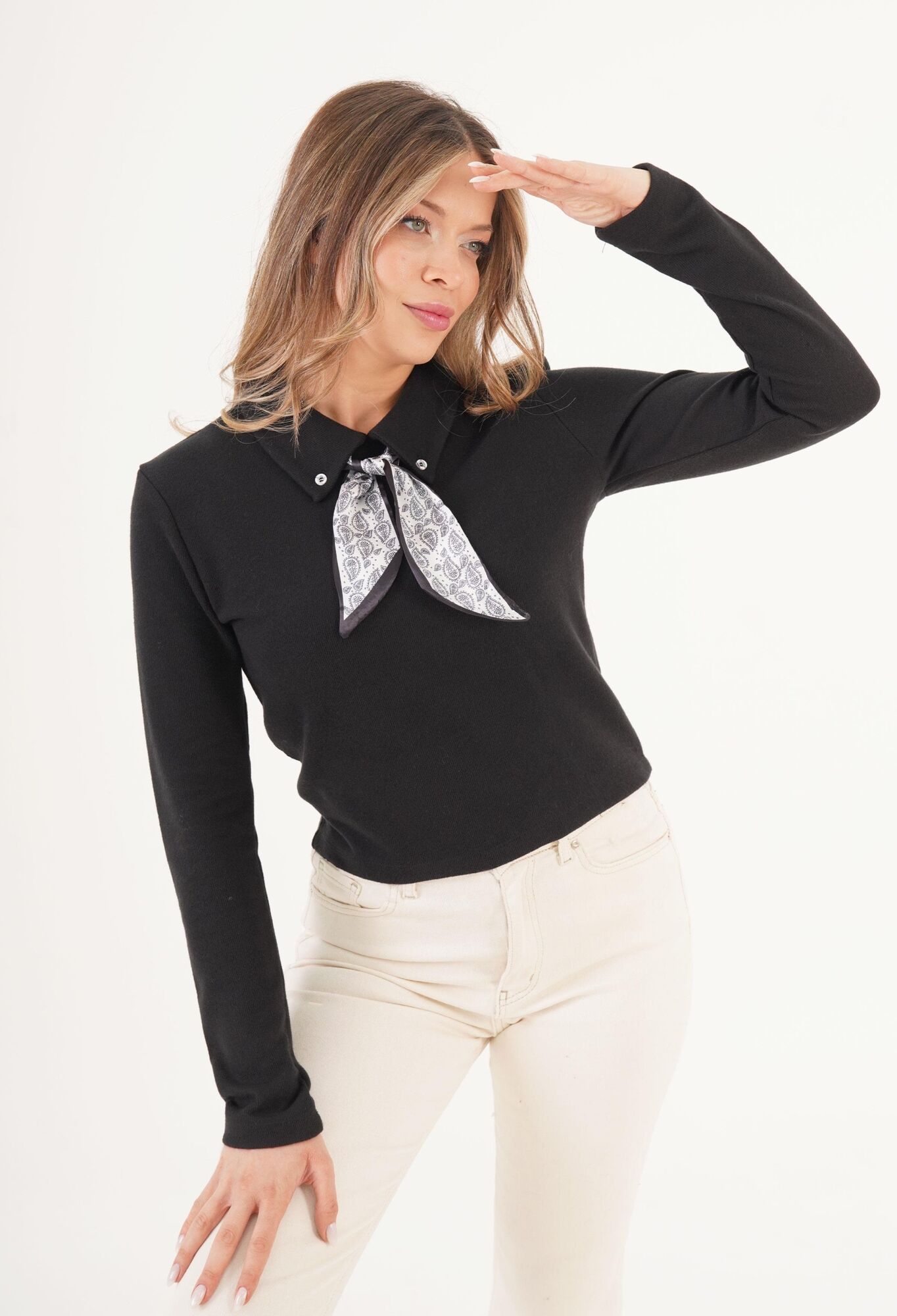 Paisley Slim Fit Blouse With Polo Neck - Brand: Lustrin - Women & Kids, Baby Clothes Wholesale - TheBS Women