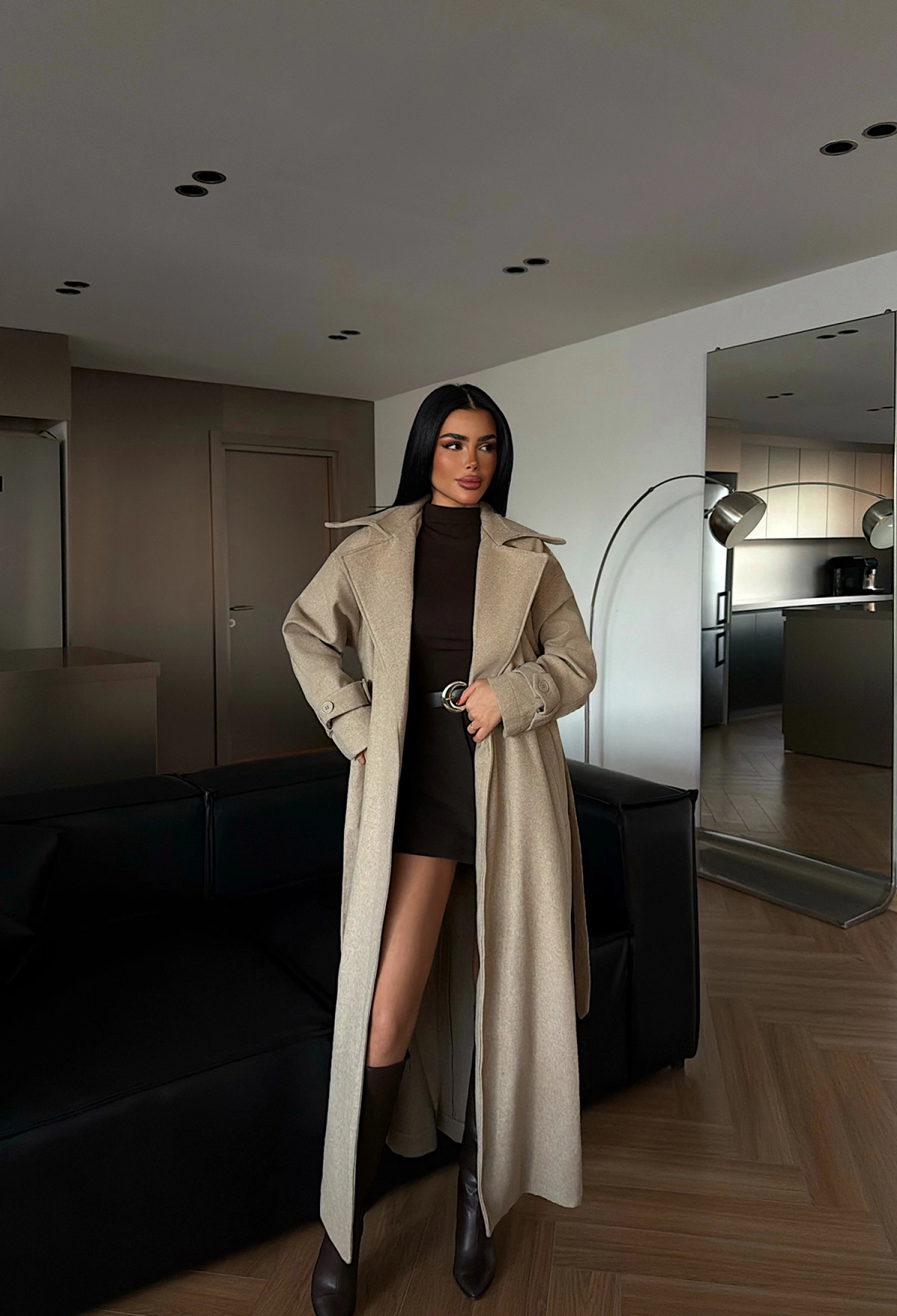 Wrapover Elegant Coat With Notched Collar - Brand: EYYO ATELIER - Women & Kids, Baby Clothes Wholesale - TheBS Women