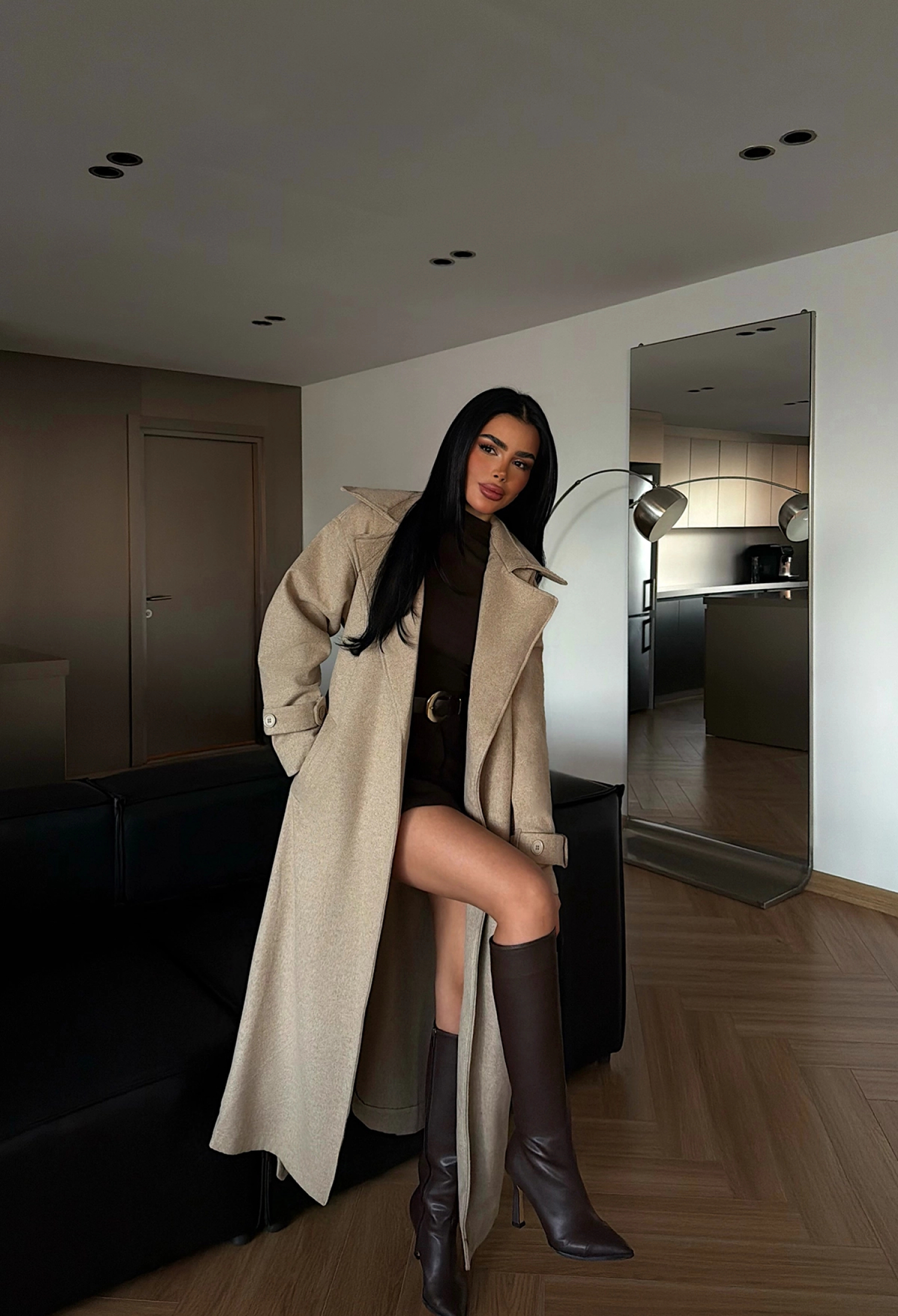 Wrapover Elegant Coat With Notched Collar - Brand: EYYO ATELIER - Women & Kids, Baby Clothes Wholesale - TheBS Women