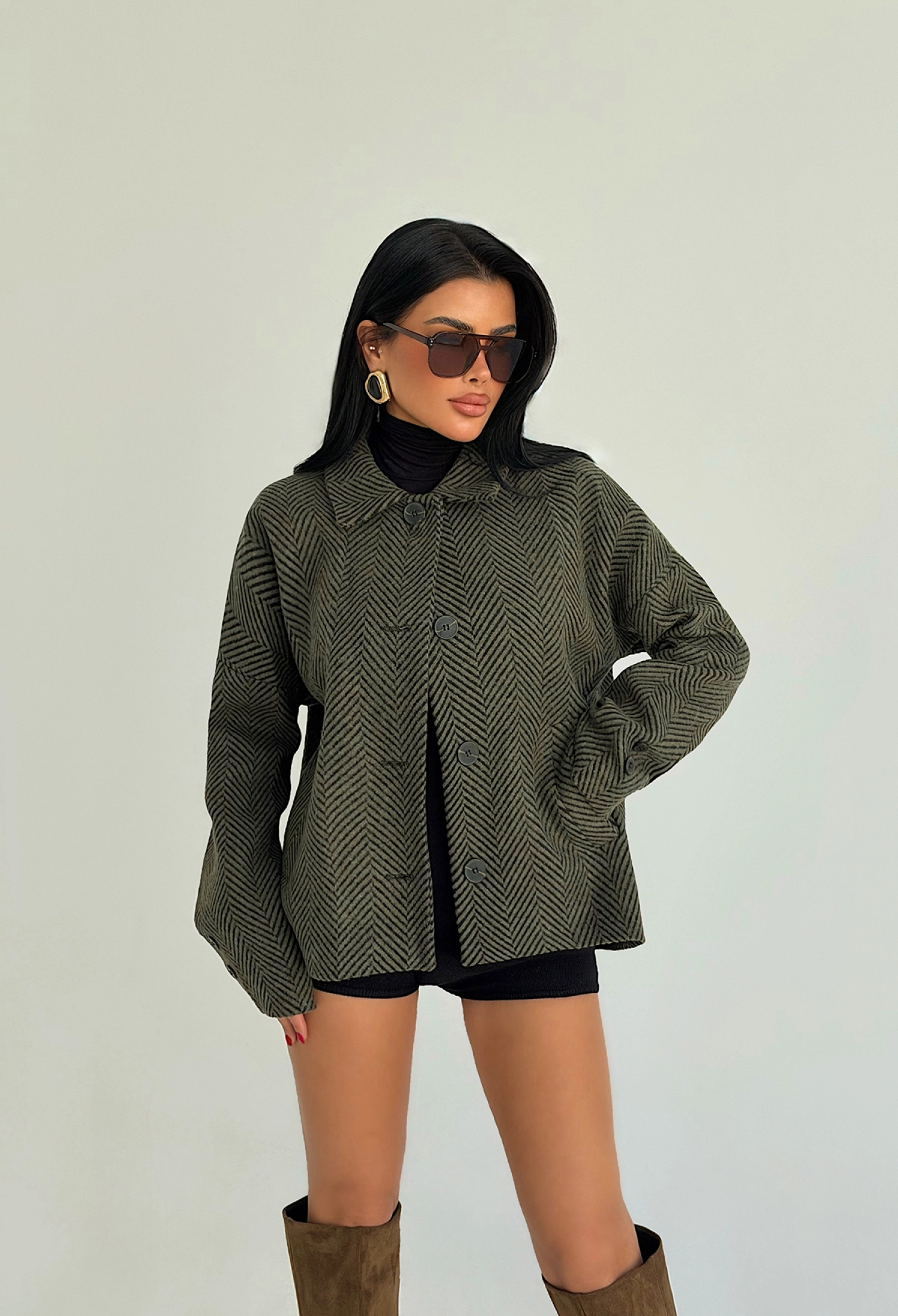 Green Casual Formal Elegant Jacket - Brand: EYYO ATELIER - Women & Kids, Baby Clothes Wholesale - TheBS Women