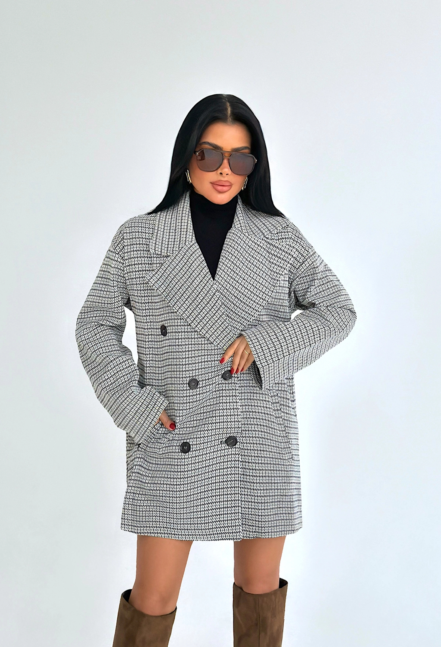 Black Elegant Double-Breasted Blazer Jacket - Brand: EYYO ATELIER - Women & Kids, Baby Clothes Wholesale - TheBS Women