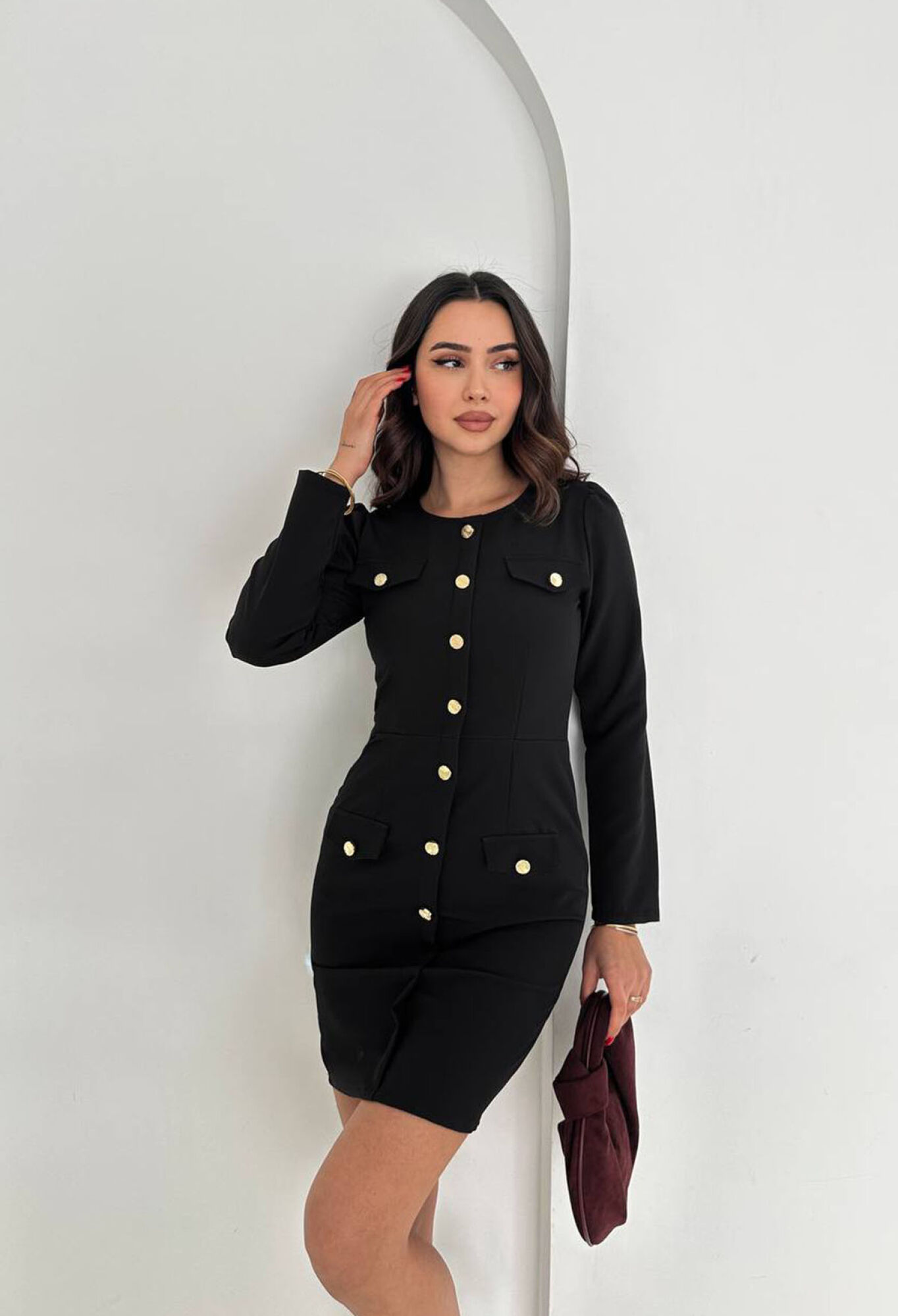 ElegantSheath Mini Dress With Long Sleeves - Brand: Mode Roy - Women & Kids, Baby Clothes Wholesale - TheBS Women
