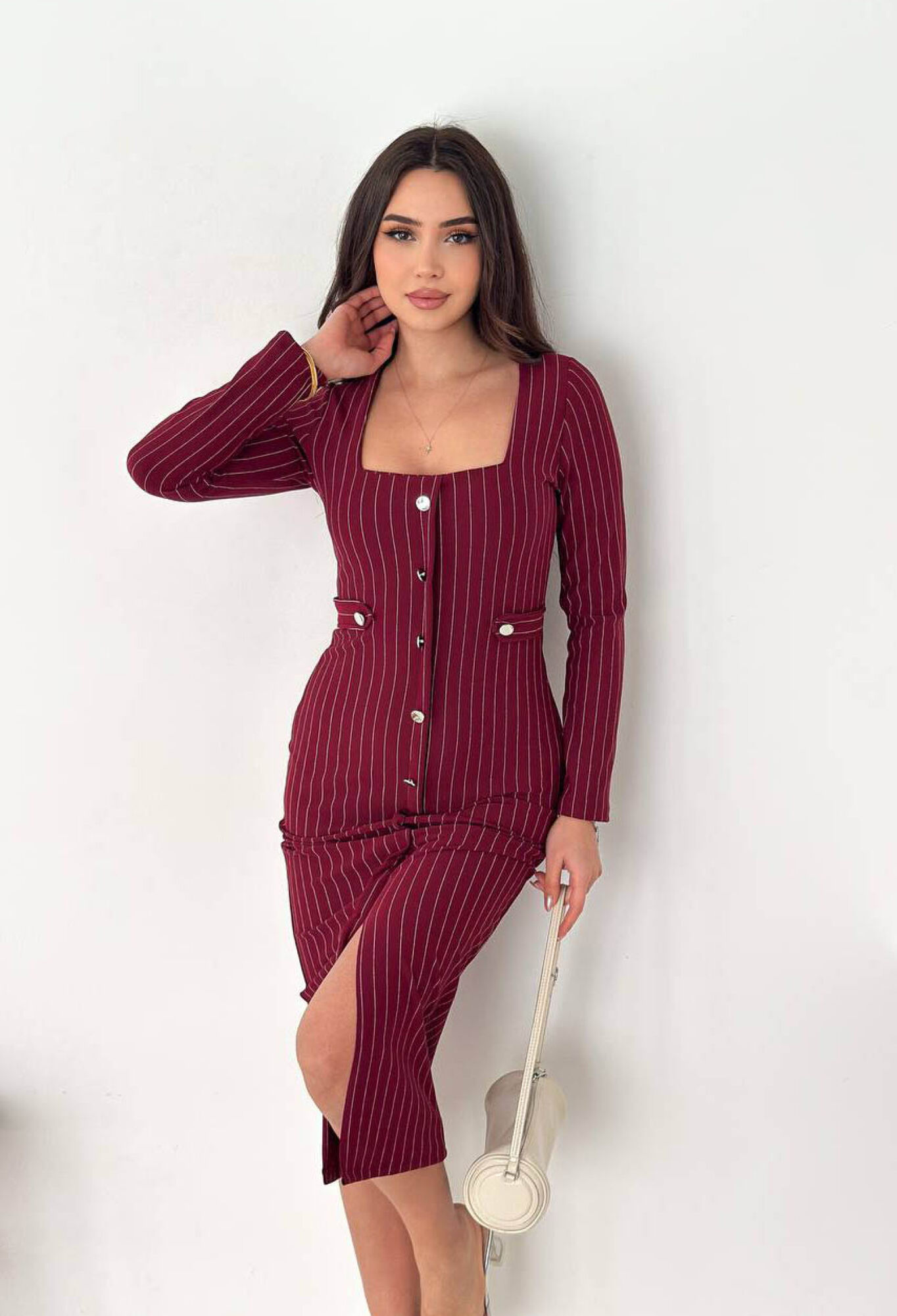 Elegant Sheath Dress With Striped Pattern - Brand: Mode Roy - Women & Kids, Baby Clothes Wholesale - TheBS Women