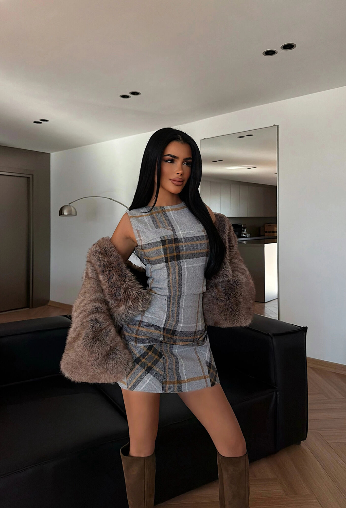 Checkered Shift Dress With Cap Sleeves - Brand: EYYO ATELIER - Women & Kids, Baby Clothes Wholesale - TheBS Women