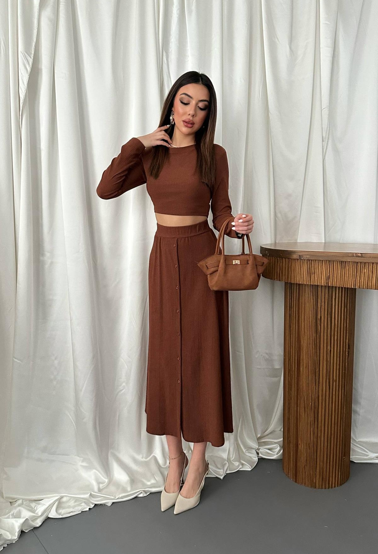 Corduroy Blouse & Skirt Set - Brand: Elisa - Women & Kids, Baby Clothes Wholesale - TheBS Women