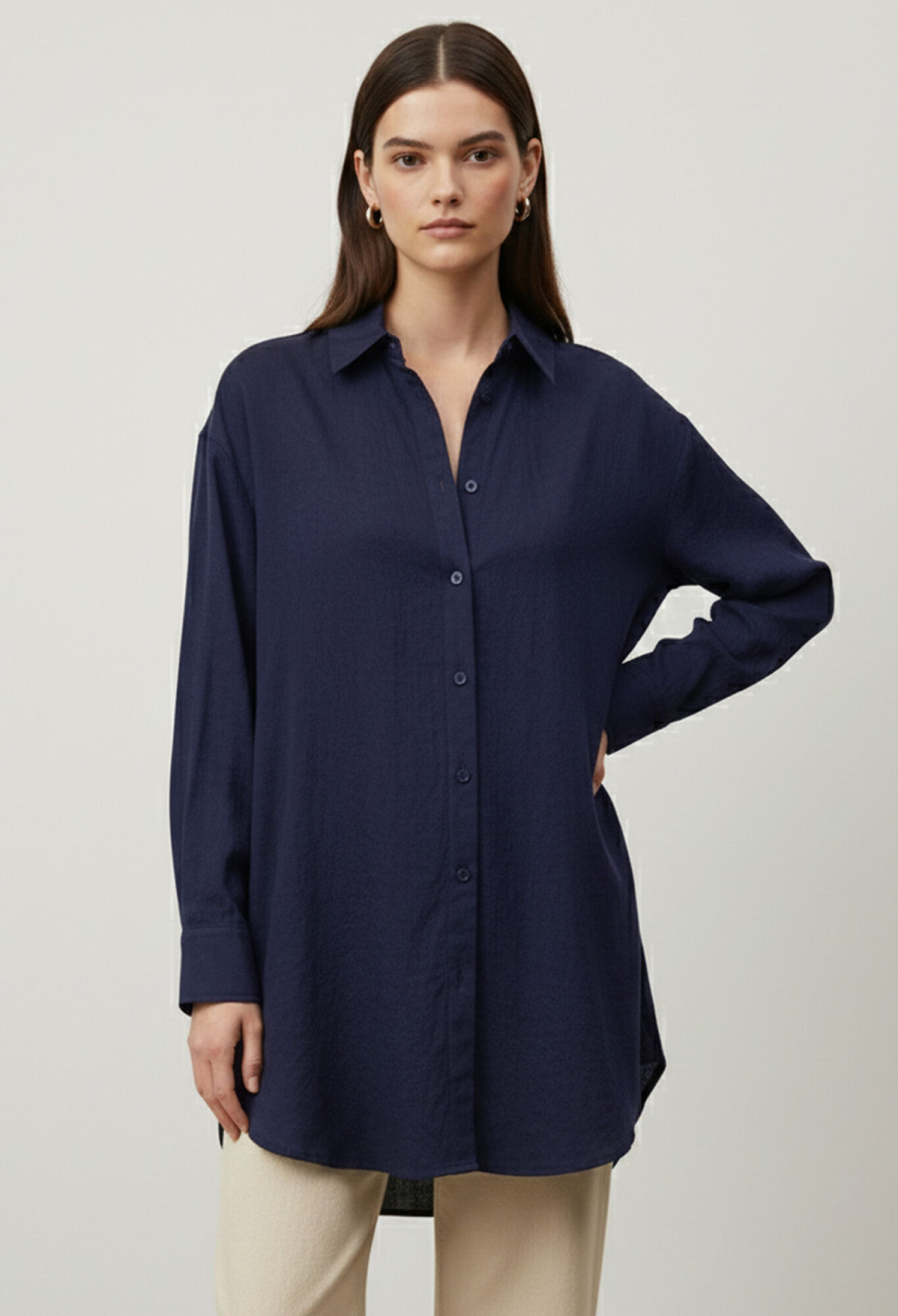 NavyShirt With Notched Neck And Oversized Fit - Brand: Puane - Women & Kids, Baby Clothes Wholesale - TheBS Women