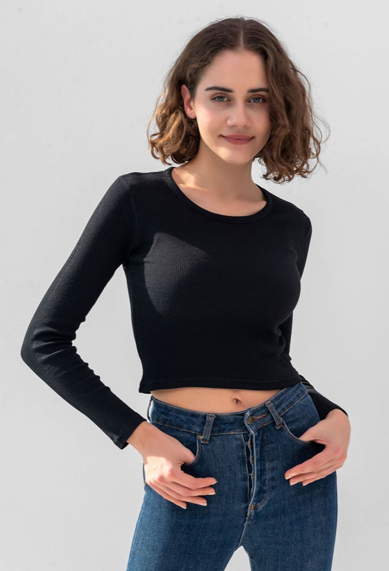 Long Sleeve Corduroy Blouse Crop Knitted T-shirt - Brand: la & vetta - Women & Kids, Baby Clothes Wholesale - TheBS Women