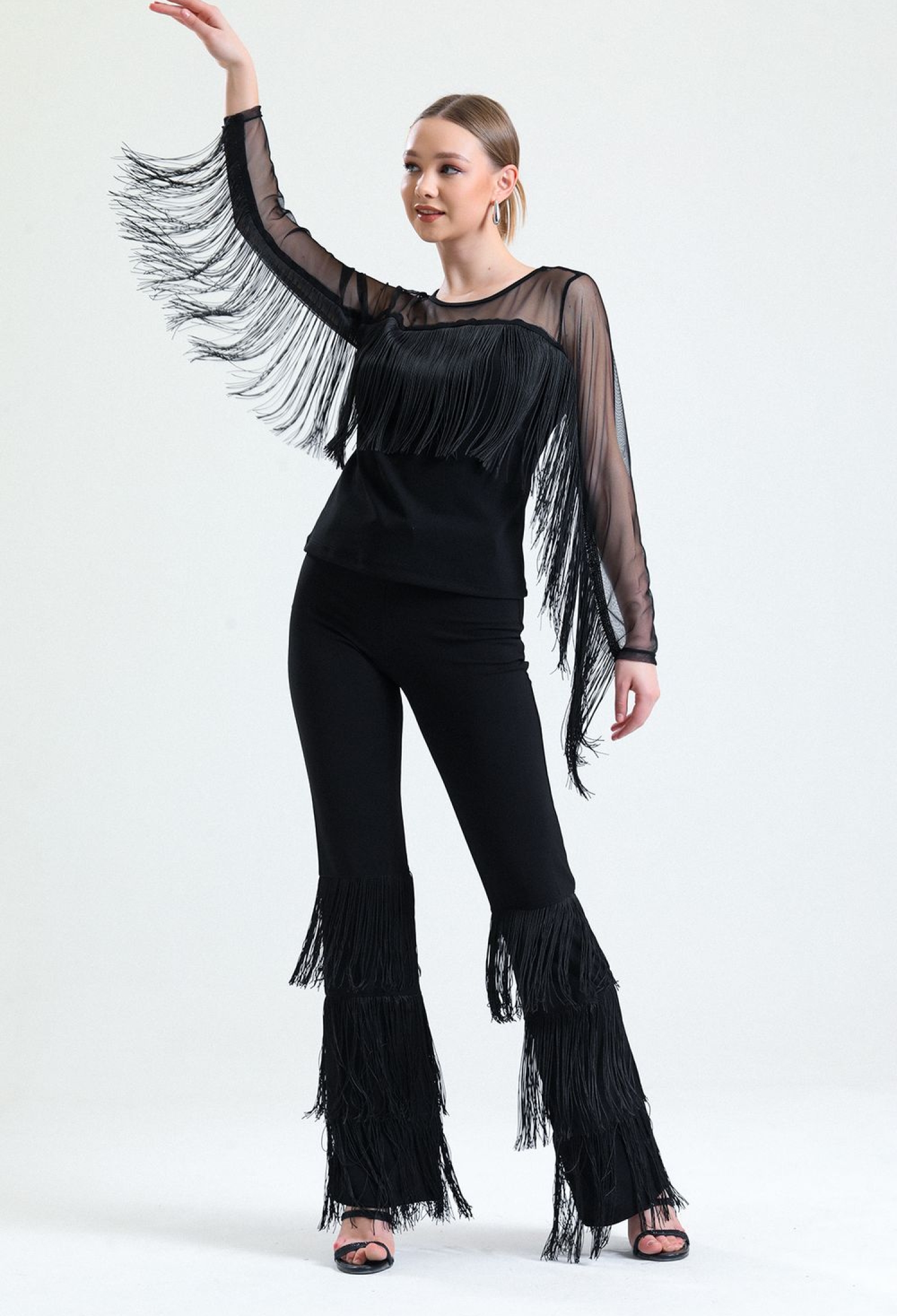 Sense Black Belted Tassel Detailed Scuba Crepe Trousers - Brand: SENSE - Women & Kids, Baby Clothes Wholesale - TheBS Women