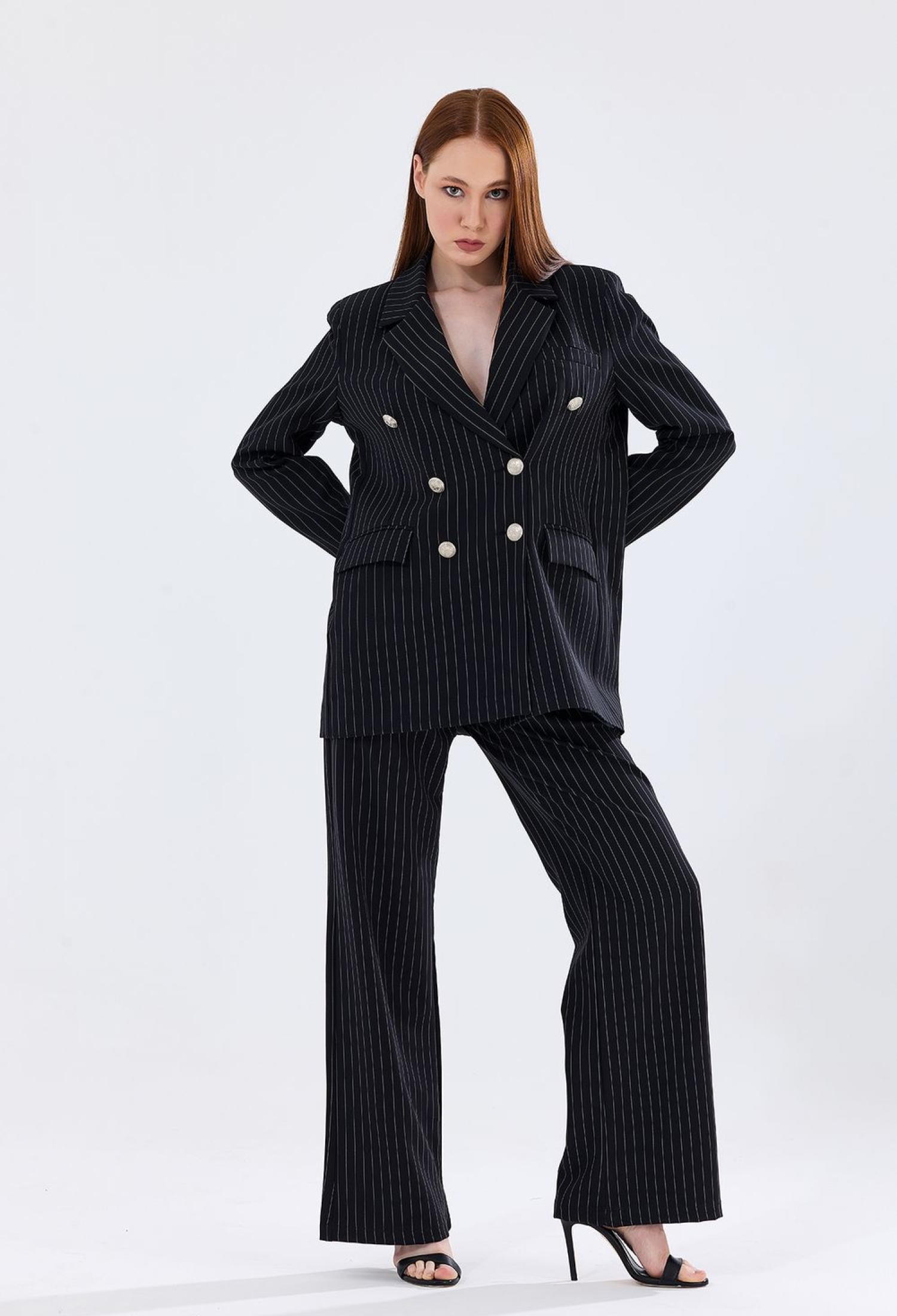 SenseAnd White Striped Lined Hürrem Fabric Striped Suit - Brand: SENSE - Women & Kids, Baby Clothes Wholesale - TheBS Women