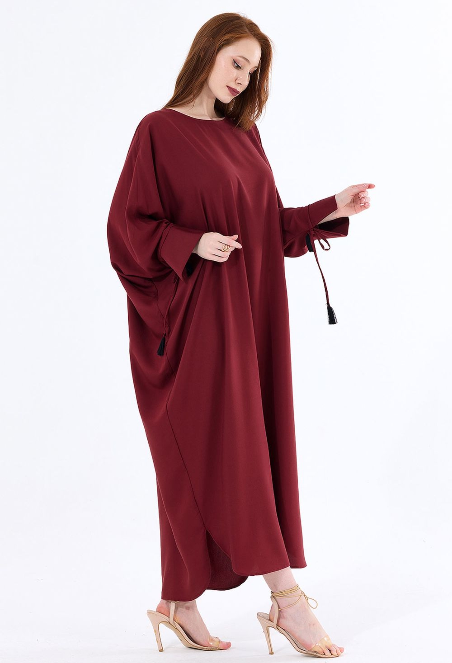 Sense Burgundy Cuffed String Tasseled Viscose Kimono - Brand: SENSE - Women & Kids, Baby Clothes Wholesale - TheBS Women