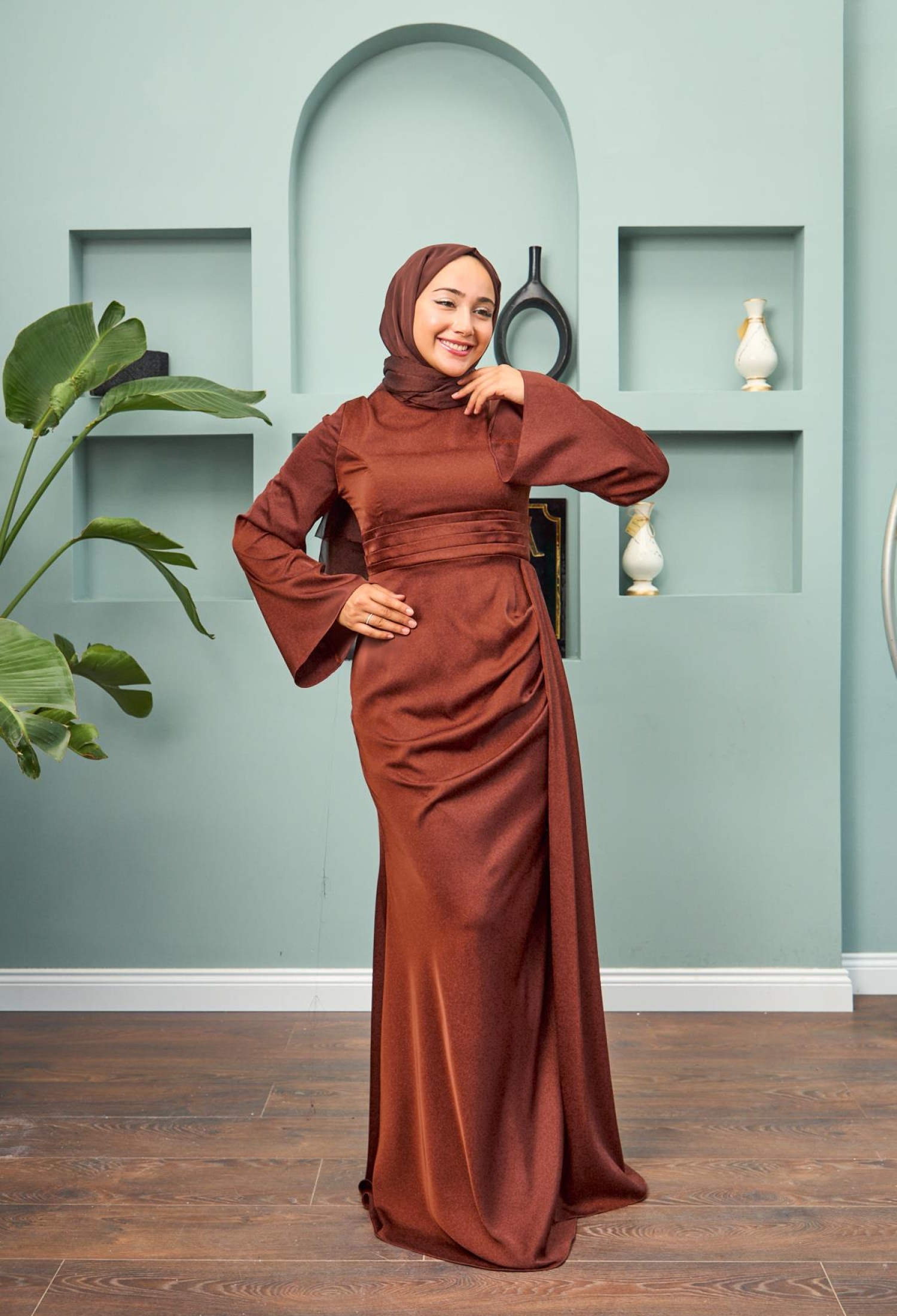 Waist Detailed Evening Dress - Brand: Hulya Keser - Women & Kids, Baby Clothes Wholesale - TheBS Women