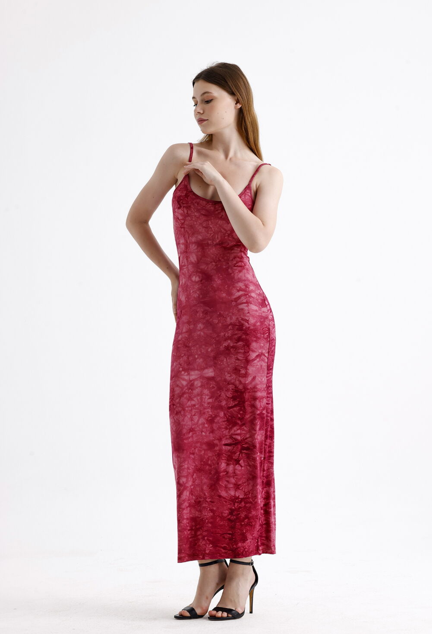 Sense Burgundy Batik Slit Strap Lycra Viscose Dress - Brand: SENSE - Women & Kids, Baby Clothes Wholesale - TheBS Women