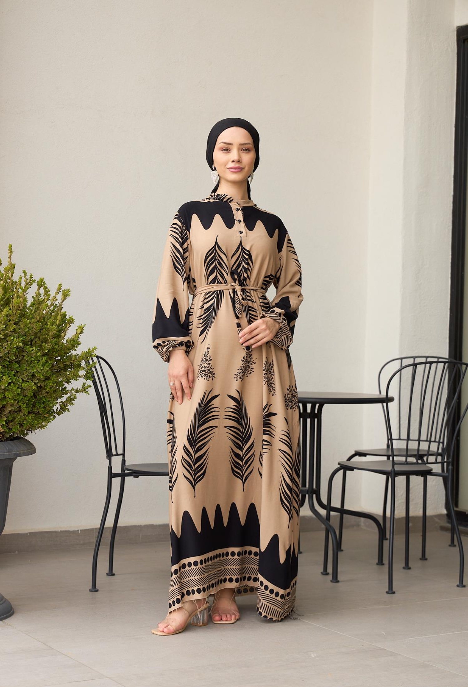 Waist Tie Collar Buttoned Viscose Dress - Brand: Hulya Keser - Women & Kids, Baby Clothes Wholesale - TheBS Women