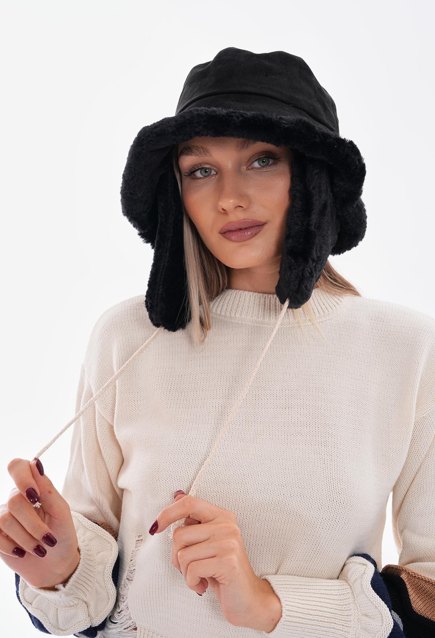 Double Sided Suede Bucket Hat With Fur Lining - Brand: Axesoire - Women & Kids, Baby Clothes Wholesale - TheBS Women