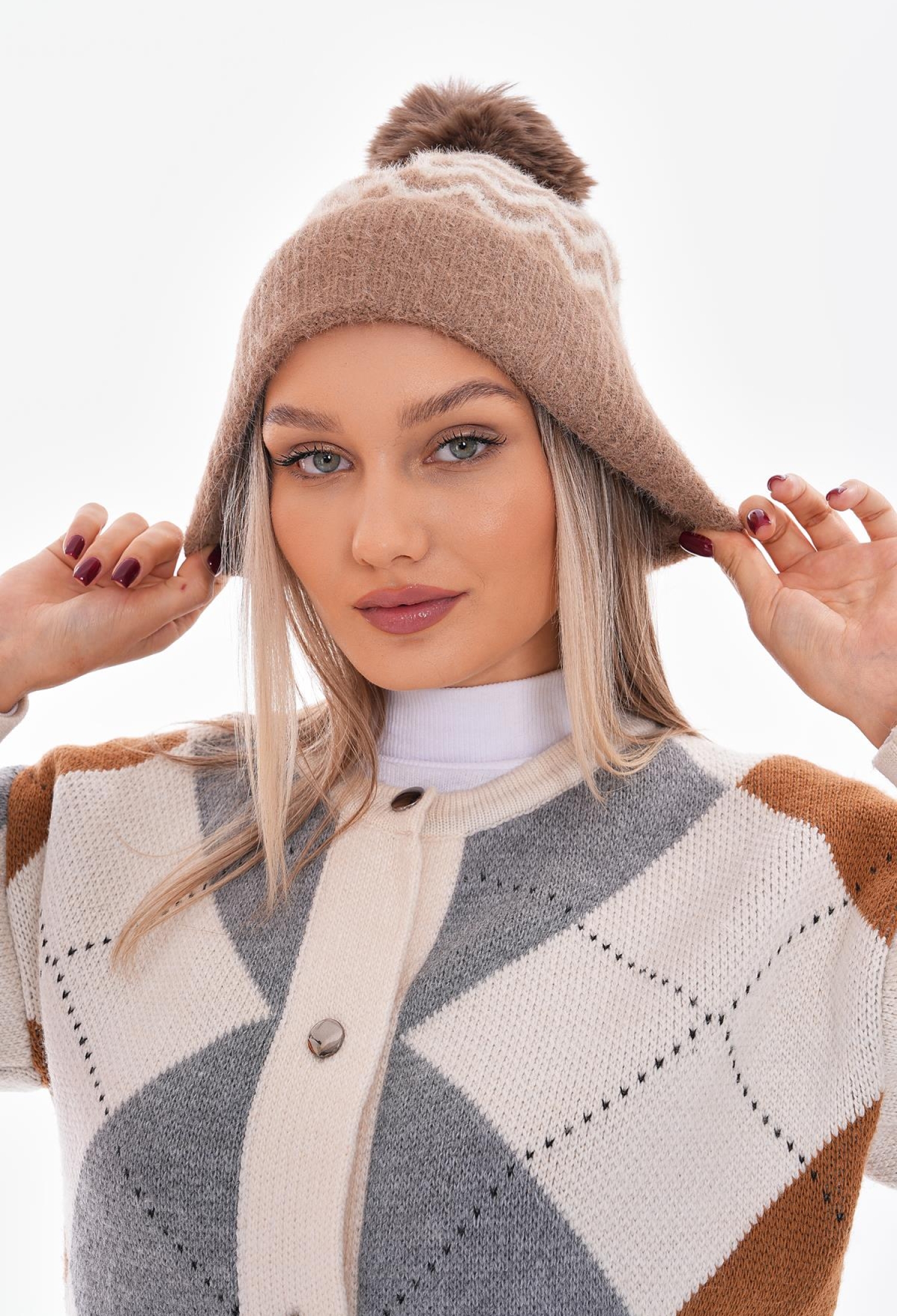 Zigzag Patterned Knitted Beanie - Brand: Axesoire - Women & Kids, Baby Clothes Wholesale - TheBS Women