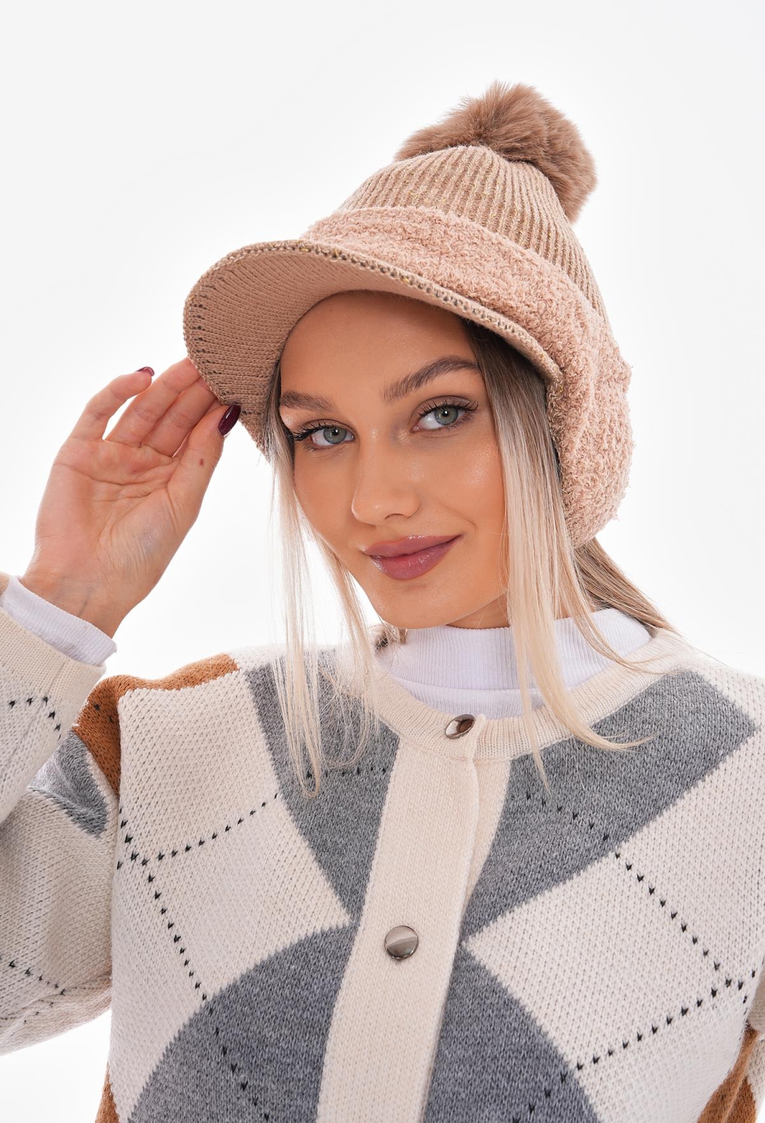 Pompom Ear Cover Peaked Cap Hat - Brand: Axesoire - Women & Kids, Baby Clothes Wholesale - TheBS Women
