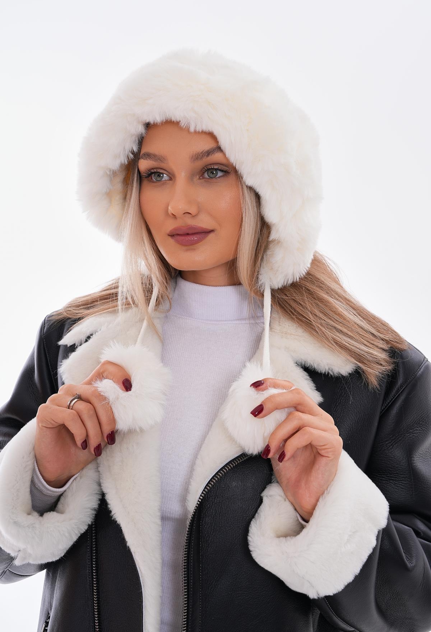 Pompom And Stoned Plush Fur Pilot Hat And Beret - Brand: Axesoire - Women & Kids, Baby Clothes Wholesale - TheBS Women