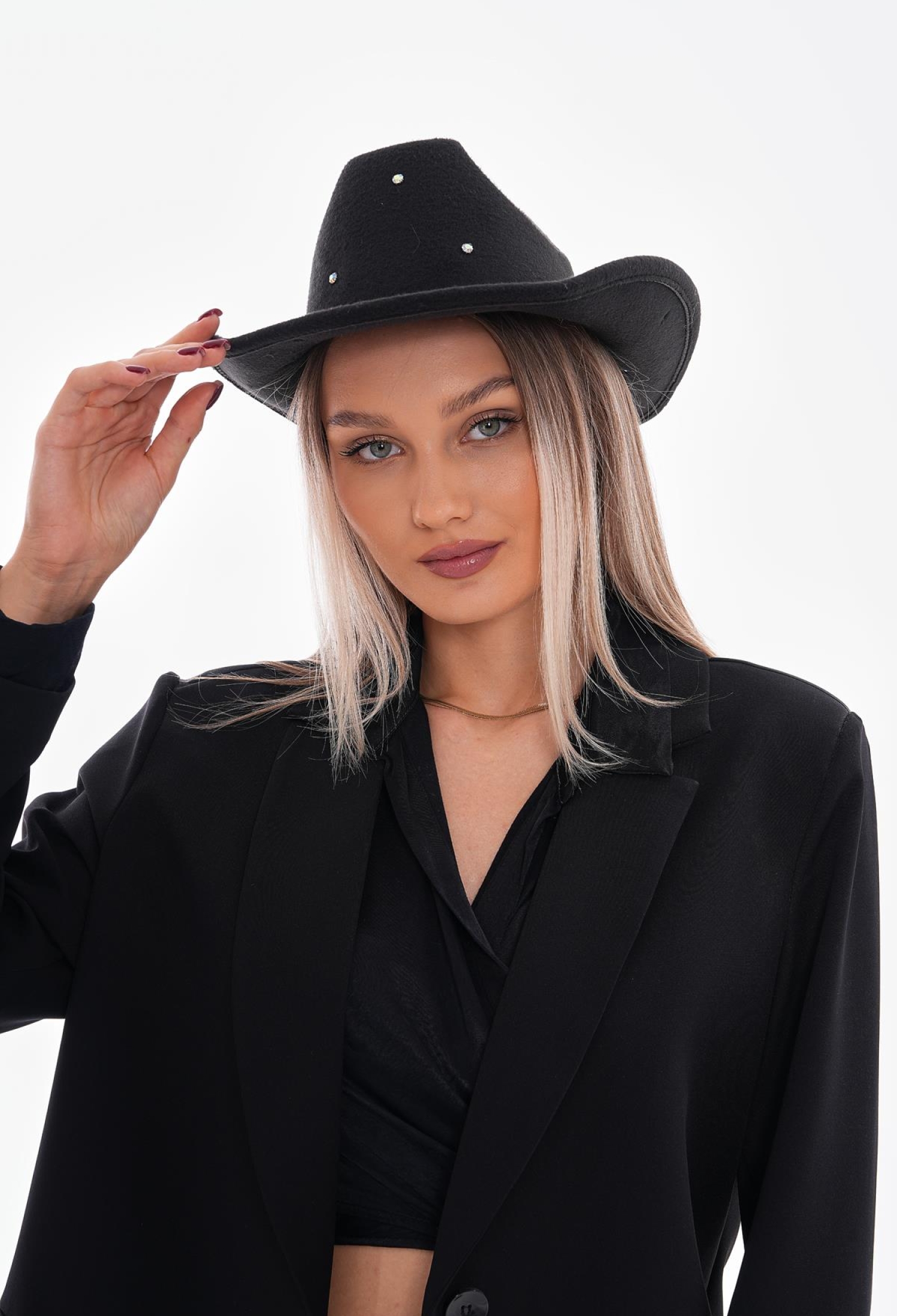 Panama Fedora Hat With Stones - Black - Brand: Axesoire - Women & Kids, Baby Clothes Wholesale - TheBS Women