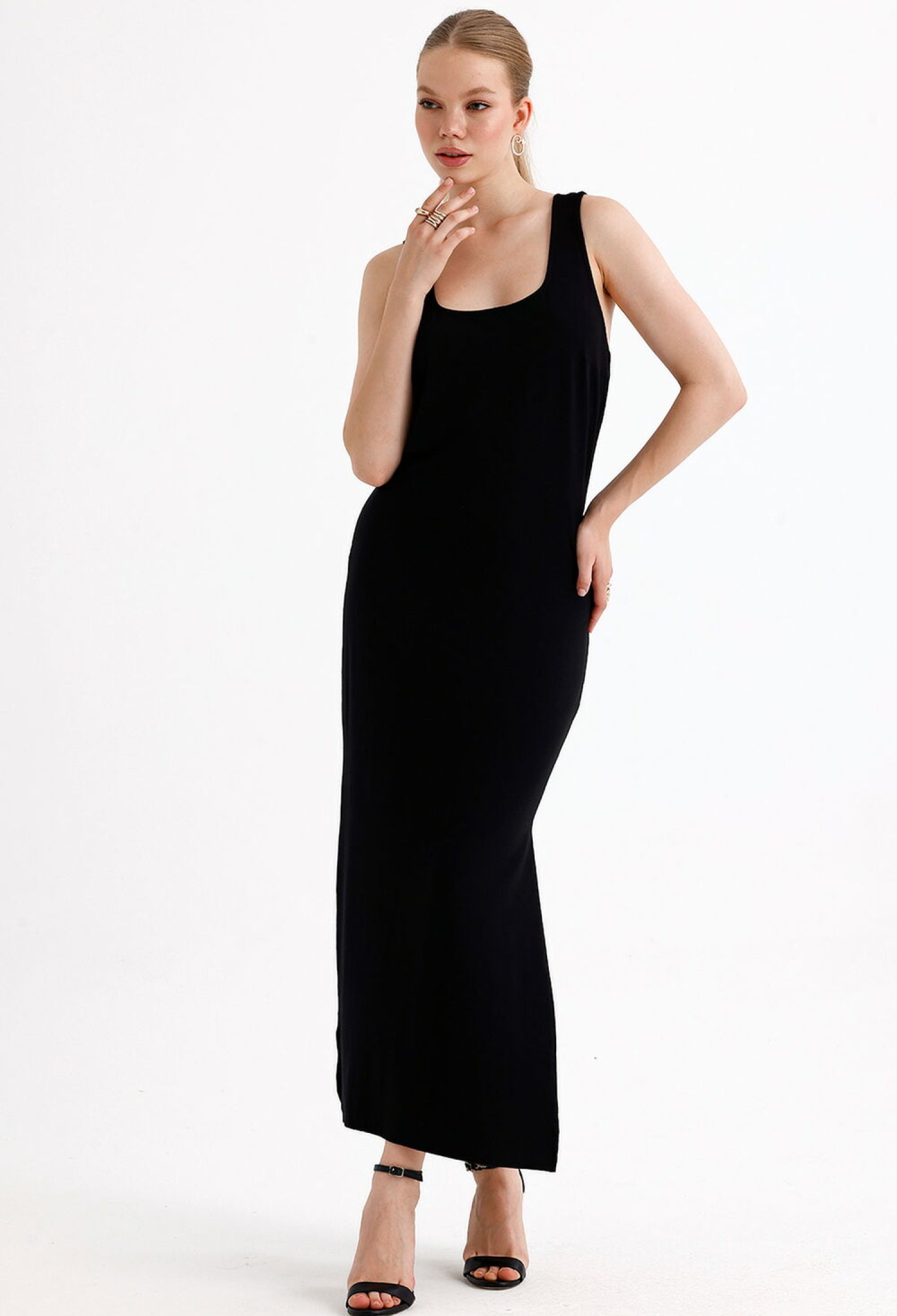 SenseSlit Backless Cross Strap Sleeveless Square Neck Viscose Dress - Brand: SENSE - Women & Kids, Baby Clothes Wholesale - TheBS Women